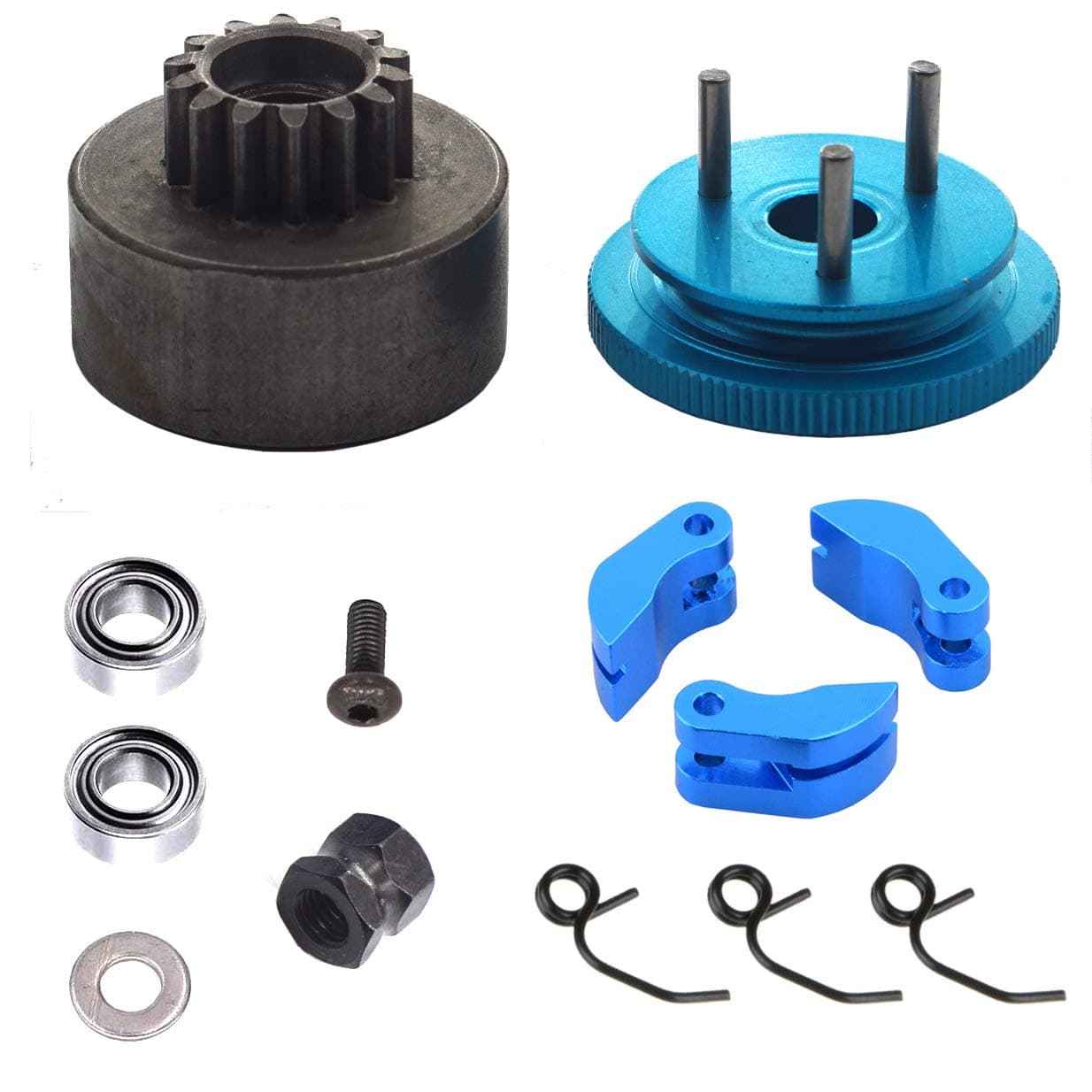 ShareGoo RC 14T Clutch Bell Shoes Bearings Gear Flywheel Assembly Kit Springs Cone Engine Nut Compatible with HPI HSP Traxxas Axial Himoto 1/8 RC 21-28cxp Nitro Engine Car