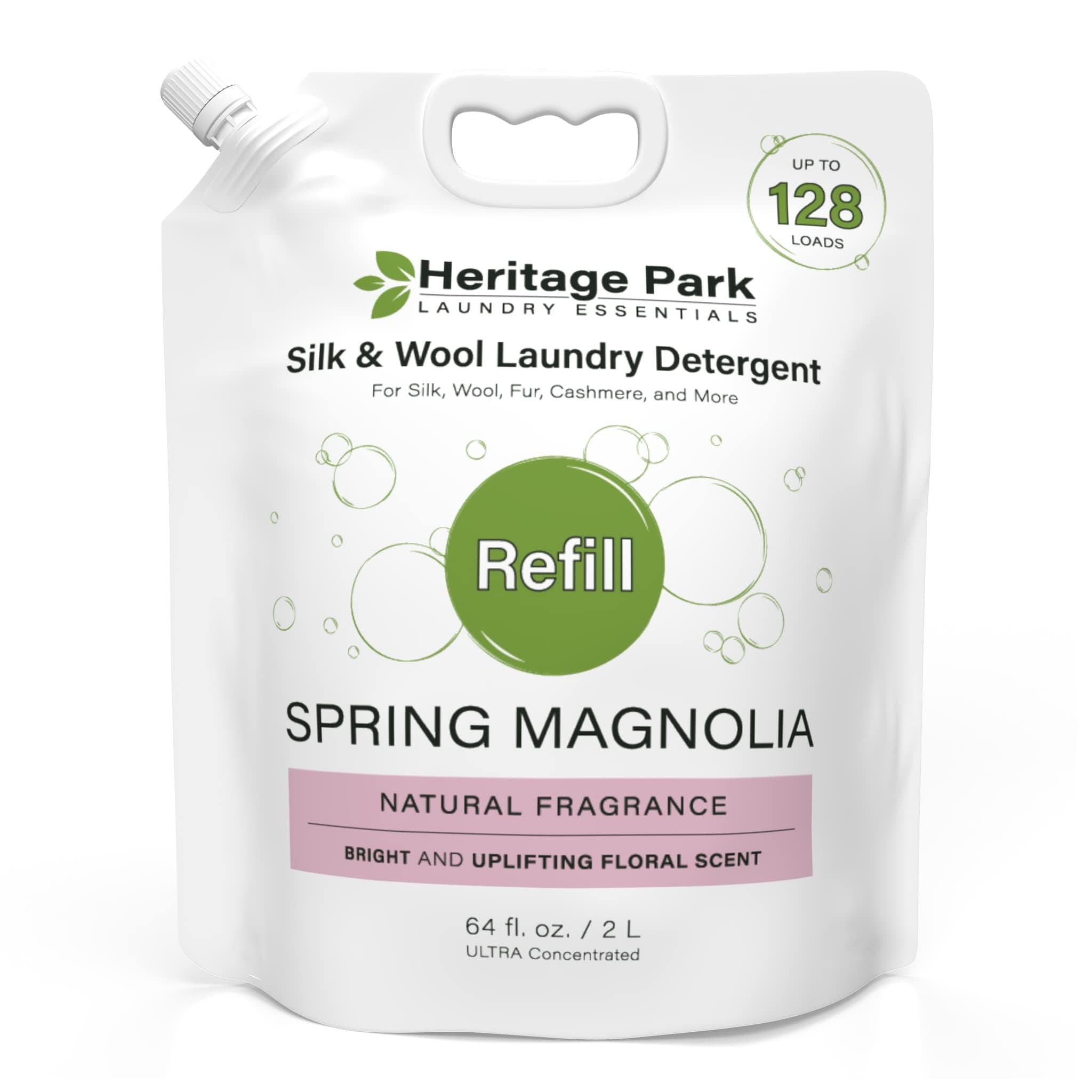 Heritage Park Silk & Wool Spring Magnolia Floral Scent, pH-Neutral Laundry Detergent - Enzyme-Free, Ultra Concentrated (64 fl oz Refill)