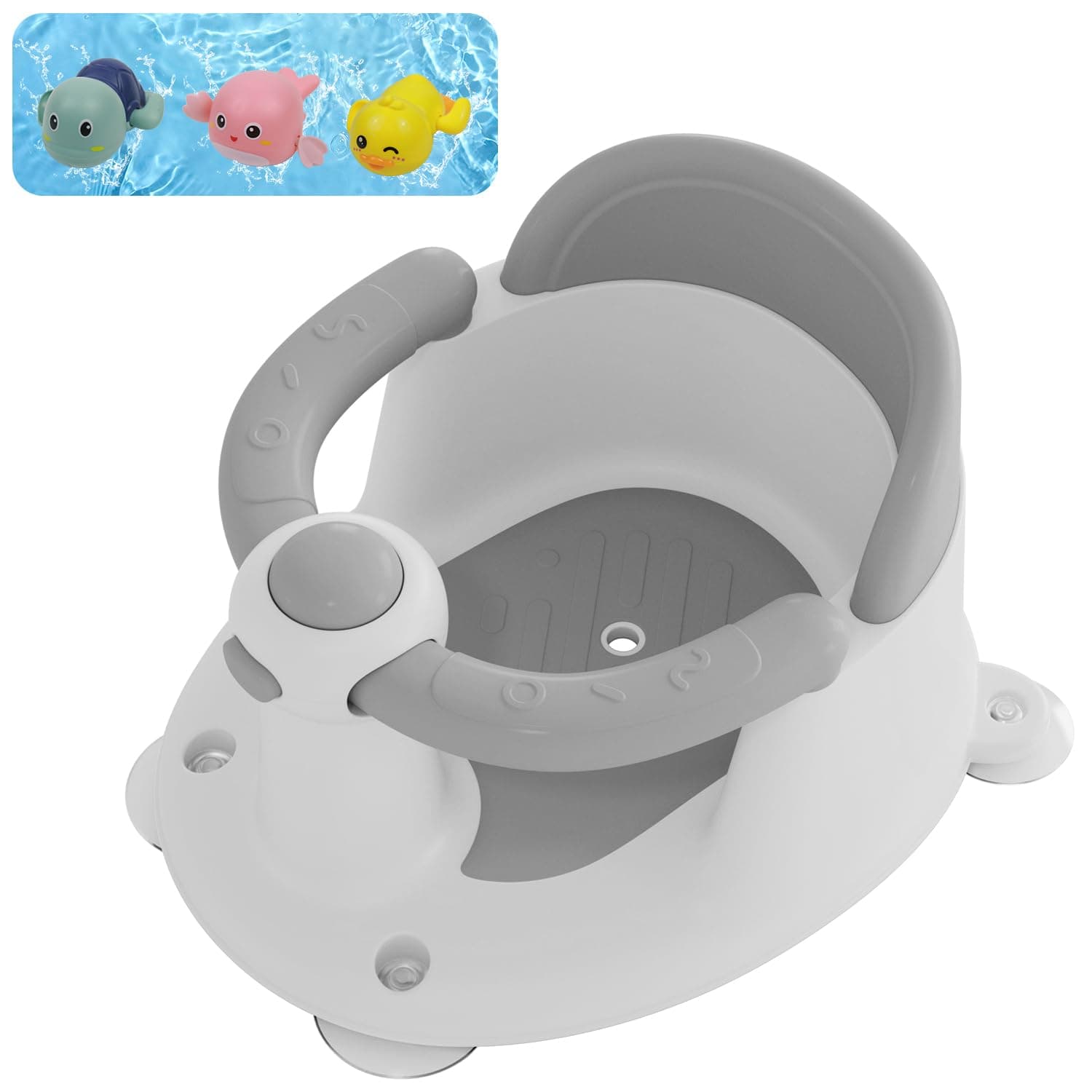 Baby Bath Seat for Babies 6 Months & Up, Bath Seats for Babies Sitting Up, 3 Baby Bath Toys, Open Design, Non-Slip, Compact Toddler Bath Seat.