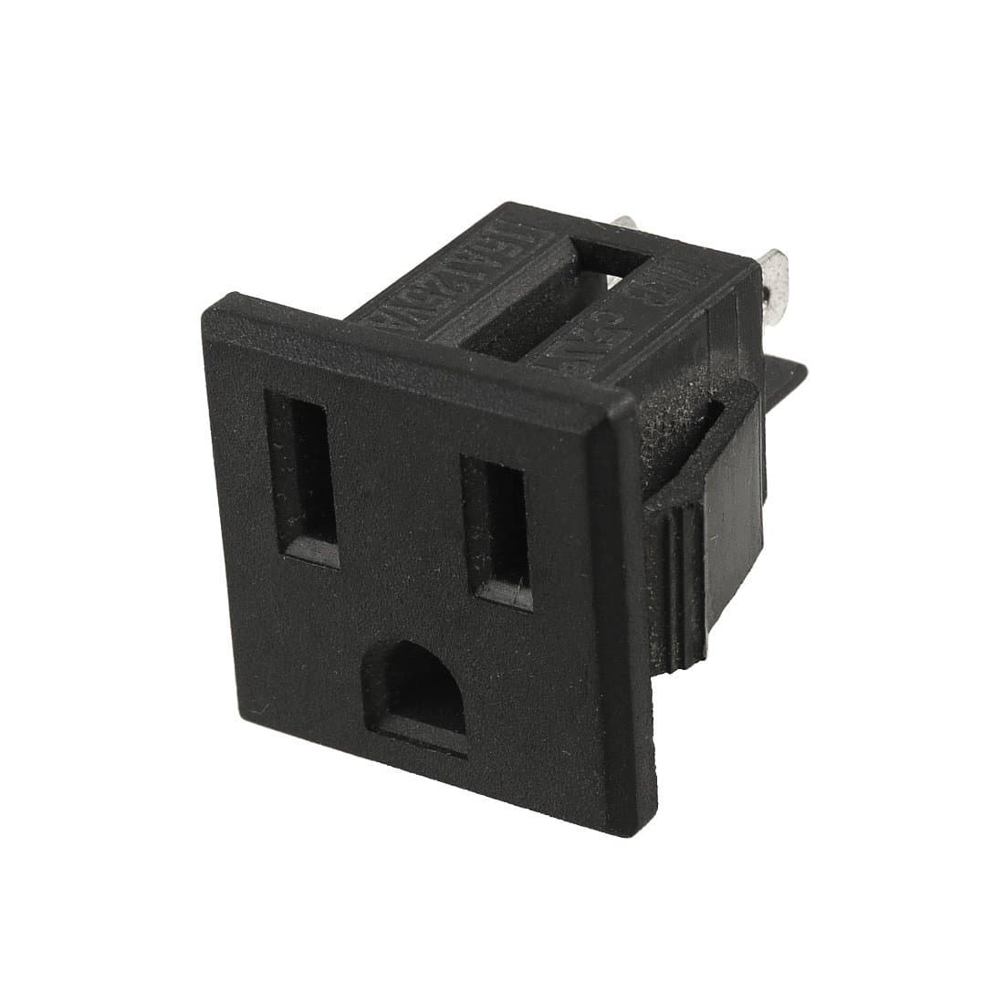 10 Pcs AC 125V 15A US Plug 3 Terminal Outlet Power Socket Connector Black