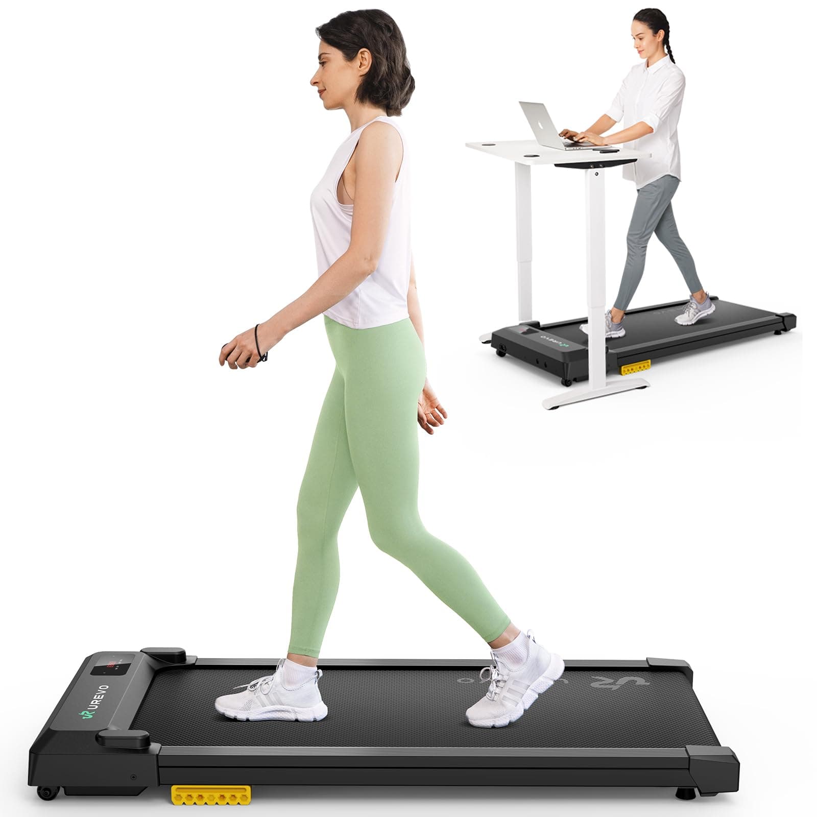 Smart Walking Pad, Standing Desk Treadmill with Double Shock Absorption, Quiet Operation, Workout APP with Track Insights and MIIT Mode, Plug and Play, Remote or APP Control for Home Office