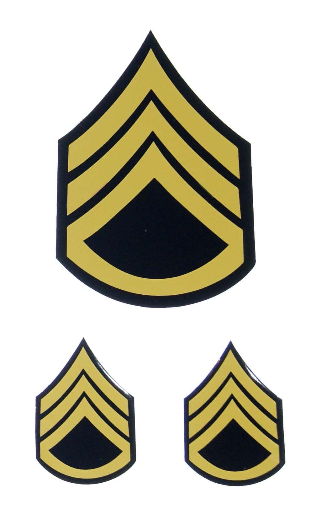 US Army Military Staff Sergeant Rank Stripes Colored SSG Removable Re-positional Decal Sticker Set of 3
