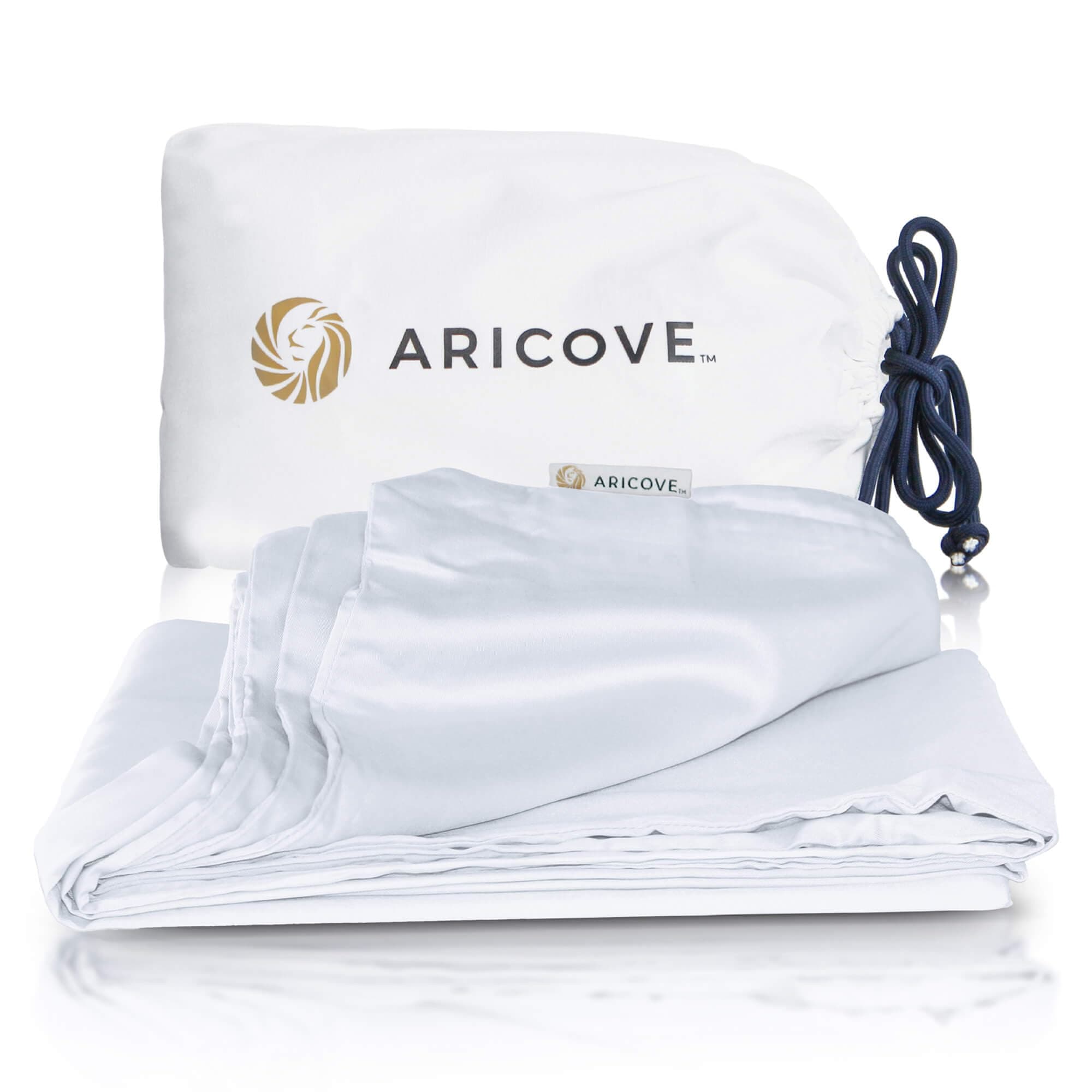 Aricove Weighted Blanket Cover 48”x72”, Twin Size, Duvet Cover for Weighted Blanket, Silky Soft Bamboo Viscose, Machine Washable, Brilliant White
