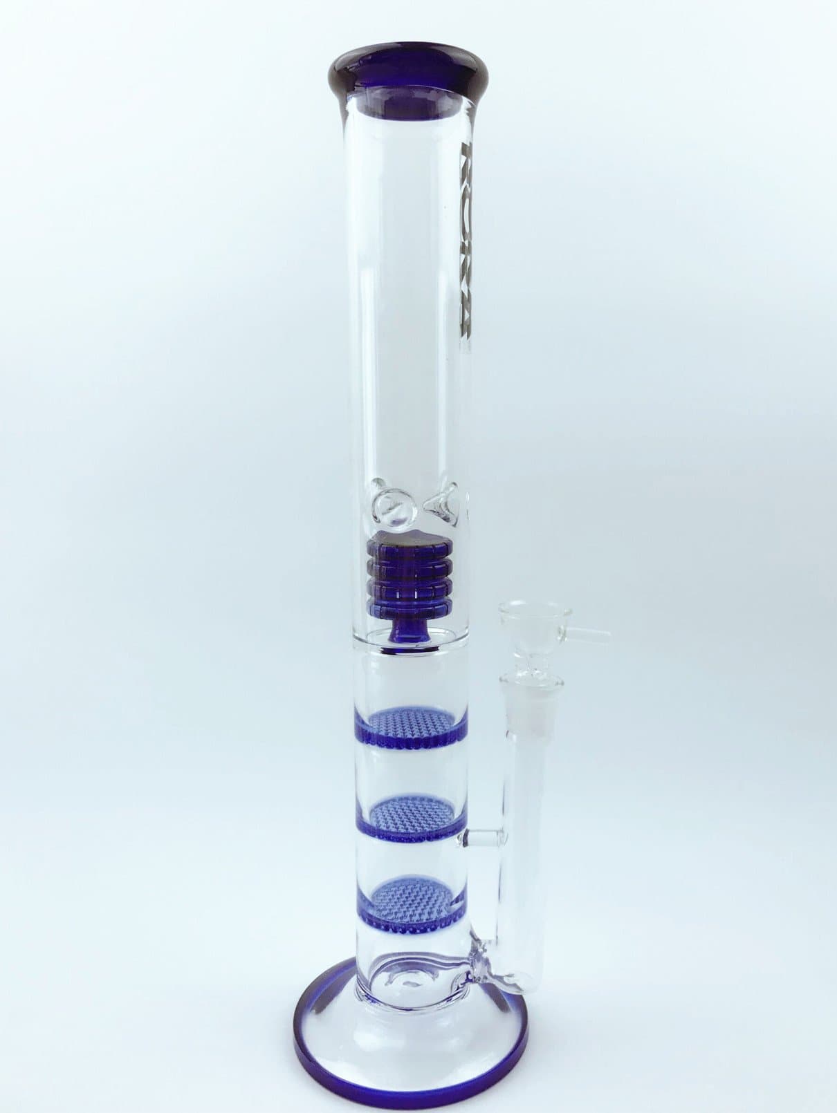 Straight Glass Bongs Height 17in Three Layers Percolator Birdcage (Blue)