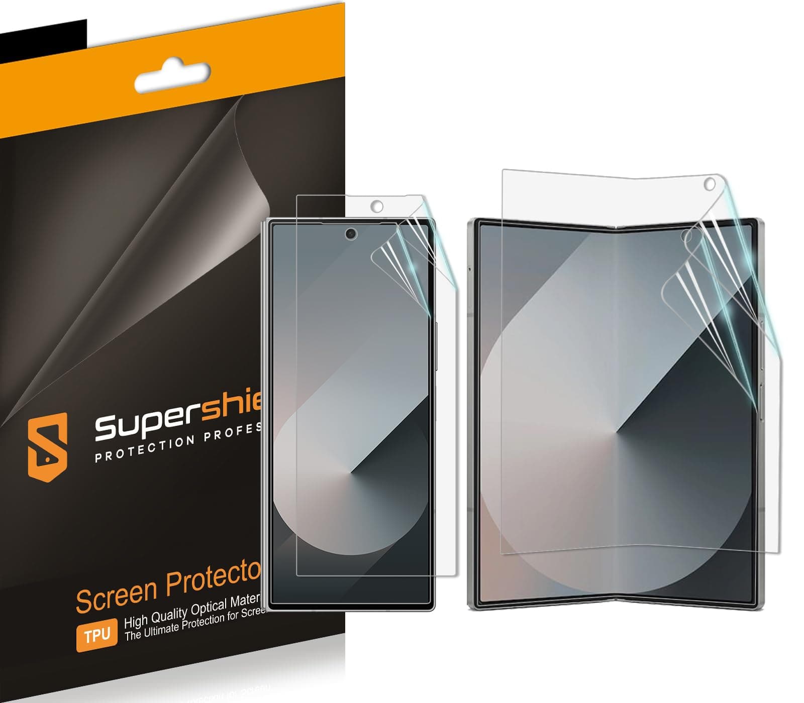 (2 Pack) Designed for Samsung Galaxy Z Fold 6 (2 Main Screen and 2 Front Screen) Screen Protector, High Definition Clear Shield (TPU)