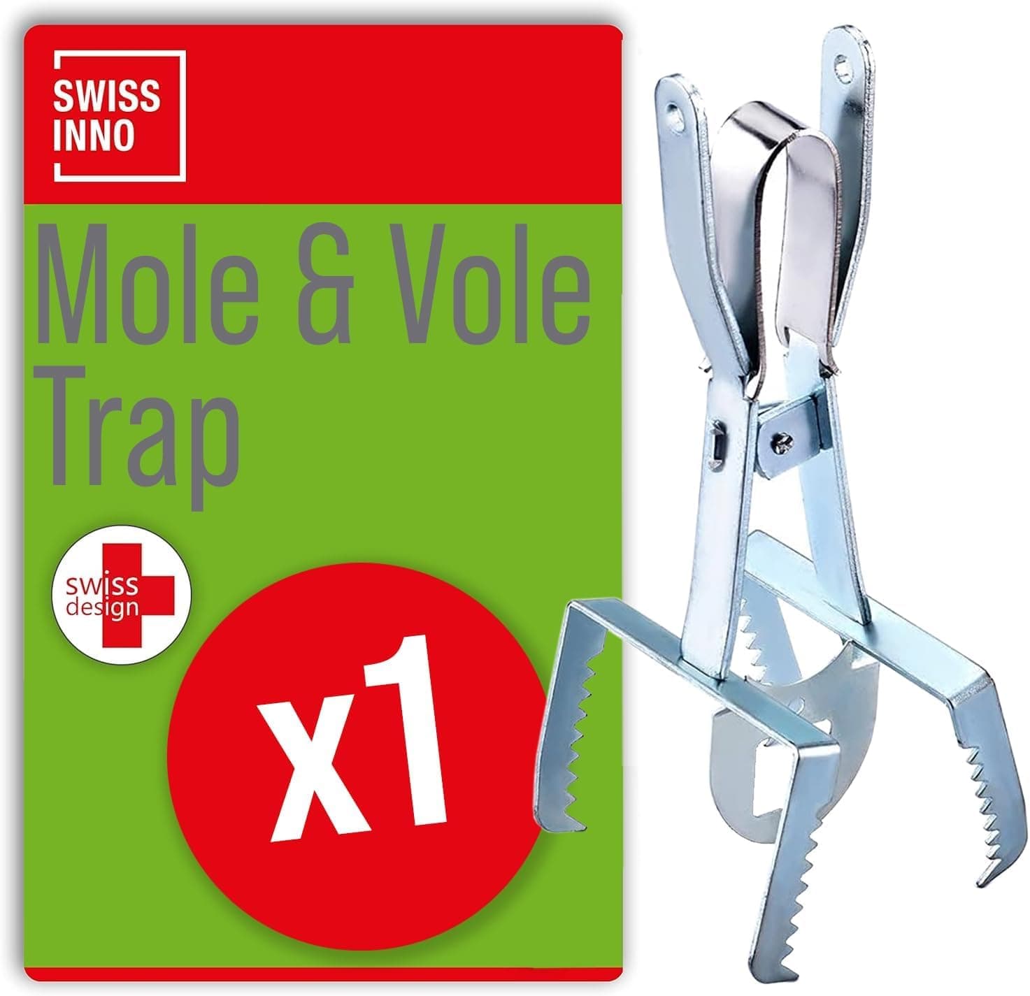 SWISSINNO Mole & Vole Claw Trap - Mole Scissor Remover - Rust-Free Garden Protection Humane Vole & Mole Catcher - Powerful Mole Deterrent - Effective Repellent
