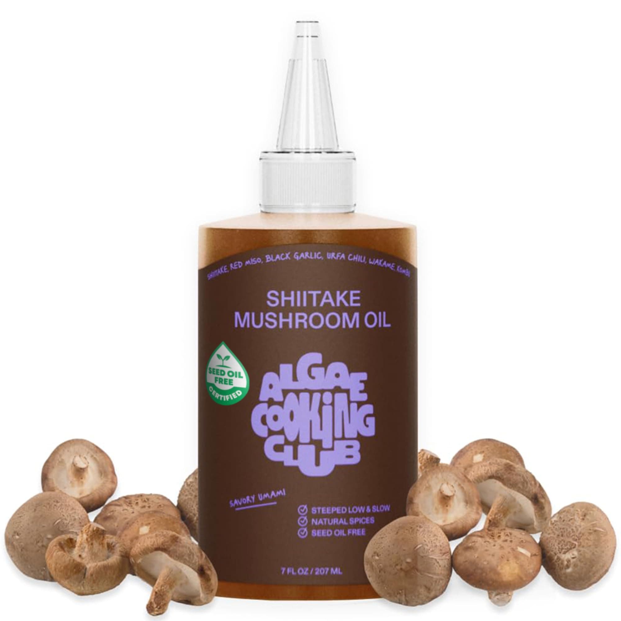Algae Cooking Club Shiitake Mushroom Oil – Premium Infused Shiitake Oil for Aromatic Umami