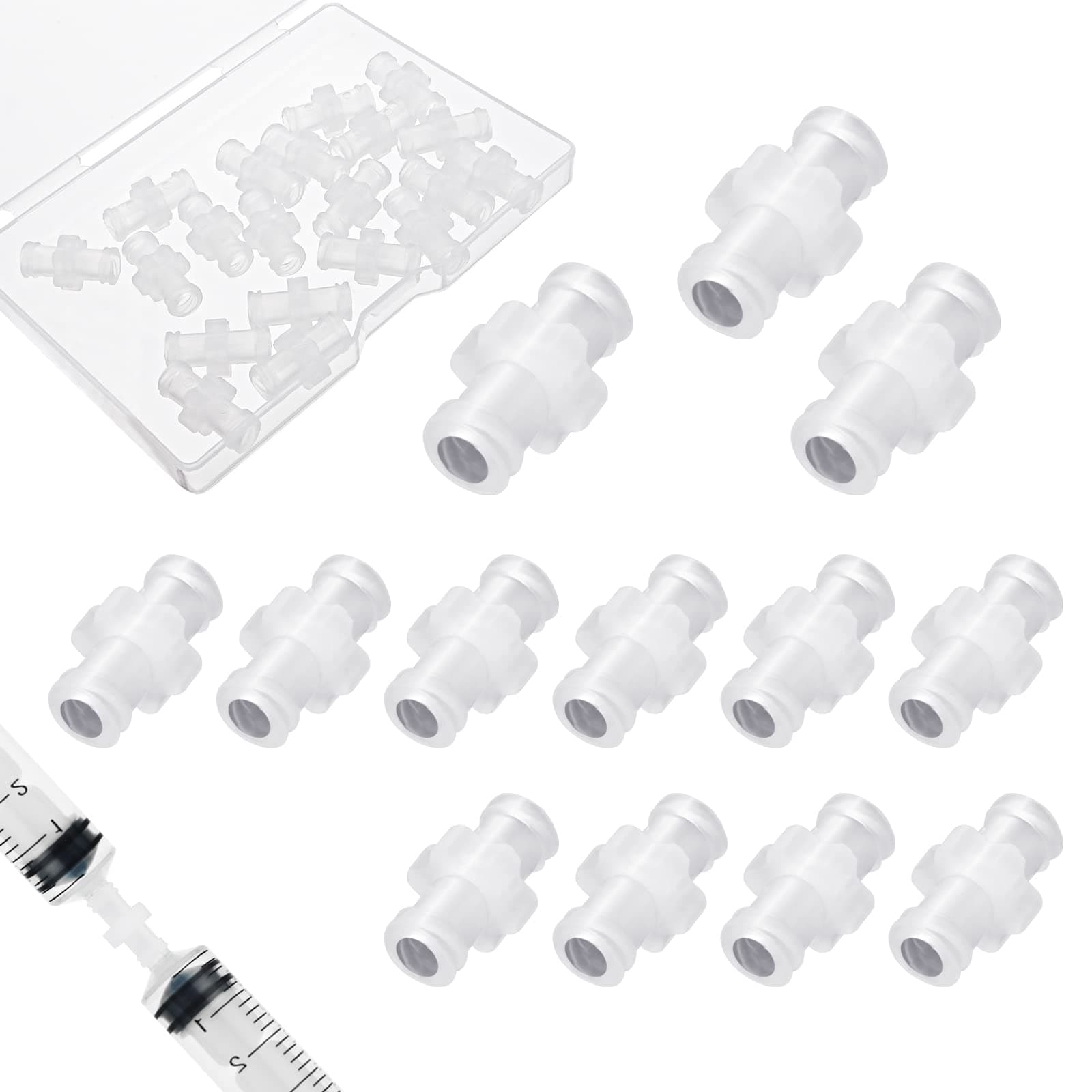 20 Pcs Syringe Adaptor, Luer Lock Female to Syringe Transfer Joint Luer Lock Connector Coupler Adapter
