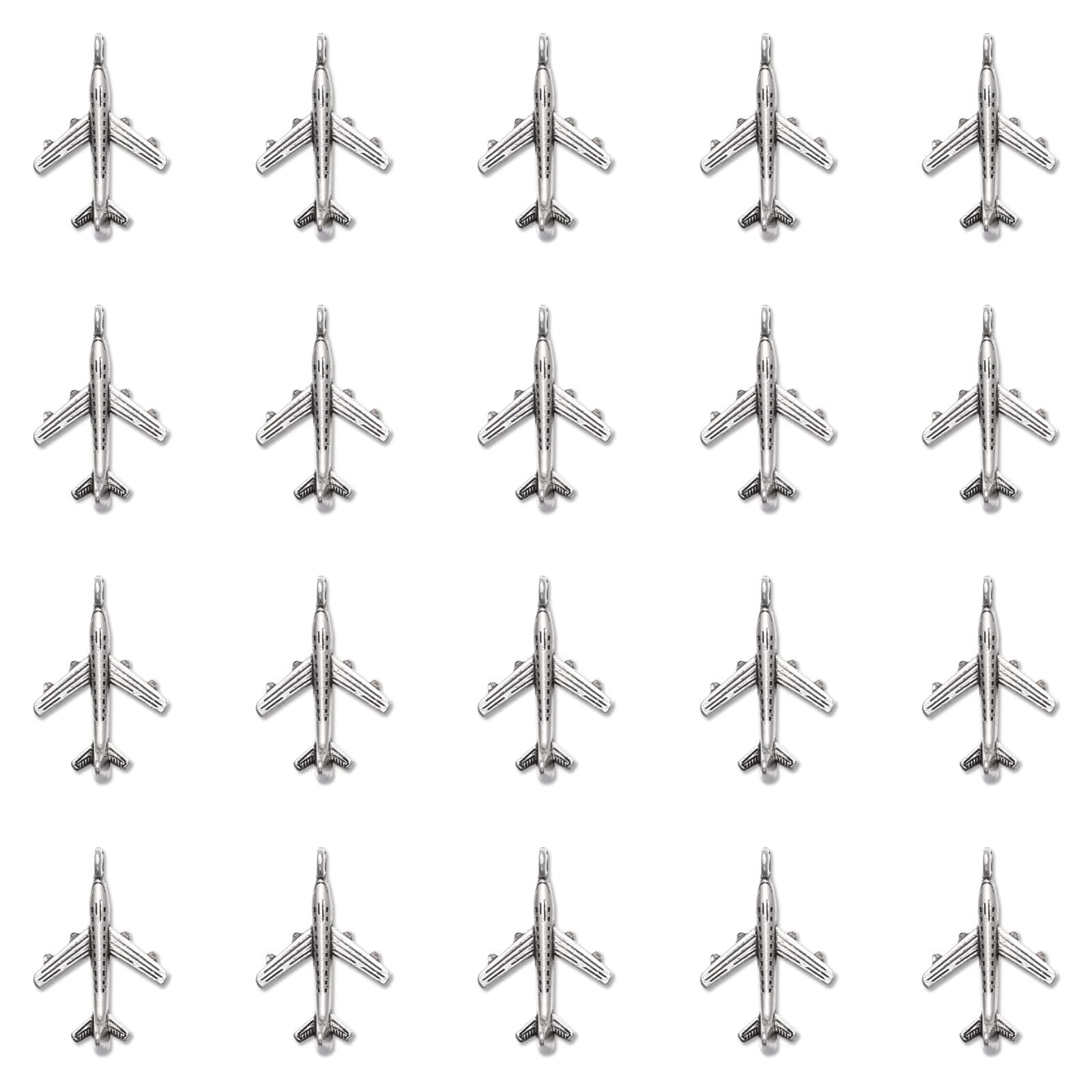 Heng Chang DIY 50pcs Antique Silver Plated Plane Airplane Charms Pendant Bracelets Necklace Jewelry Making Craft Wholesale 23mmx15mm(A290)