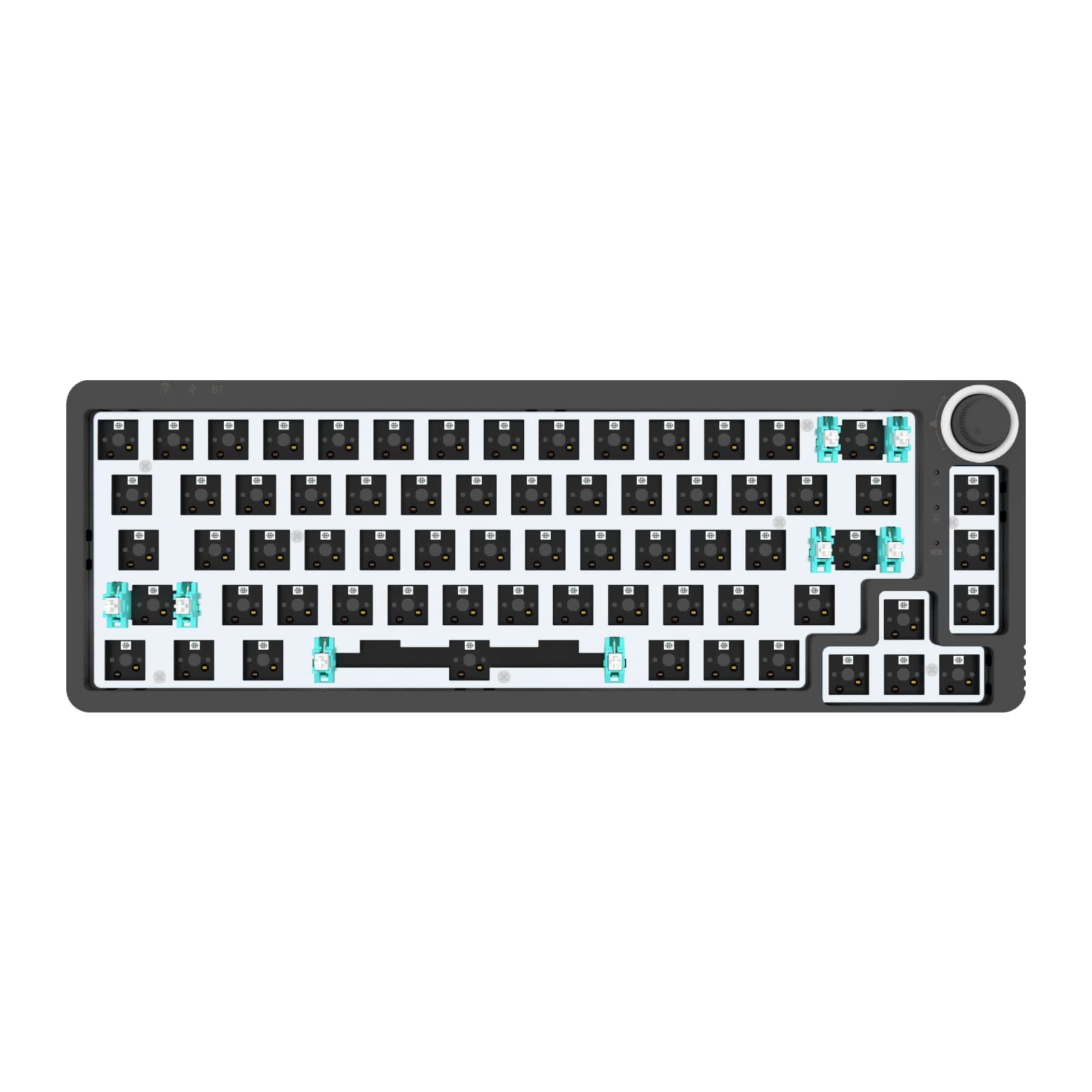 GK GAMAKAY LK67 65% RGB Modular DIY Mechanical Keyboard, 67 Keys Hot Swappable 3pin/5pin Switch, Programmable Triple Mode Bluetooth 5.0/USB-C Wired/2.4GHz Wireless Customized Keyboard Kit (Black)