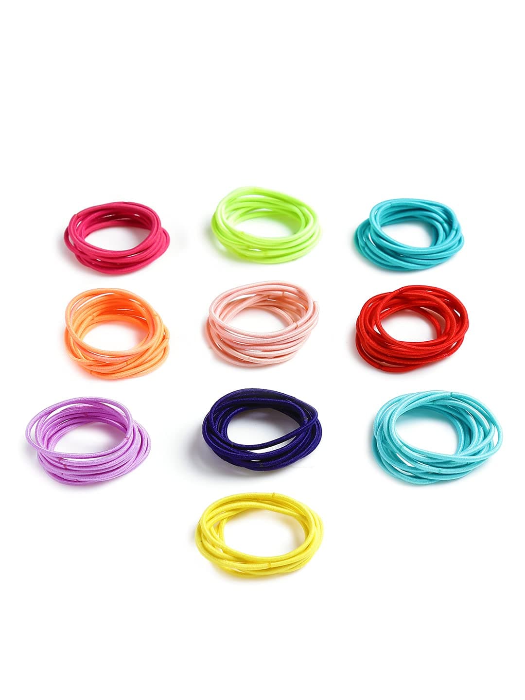 Yellow Chimes 100 Pcs Set of 10 Colors Elastic Ponytail Holders Rubber Bands for Kids Girls Women Hair Accessories (Pack of 100)
