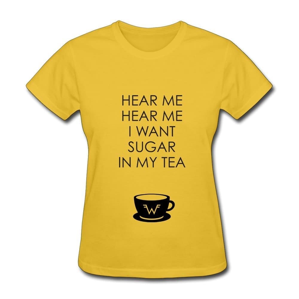 Women's T Shirts Weezer Yellow X-Large