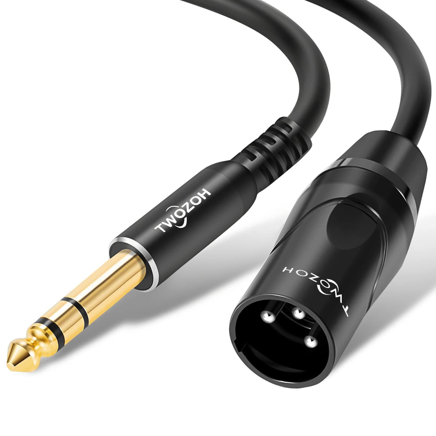 Twozoh XLR 1/4 Inch Jack TRS Cable, Balanced 6.35mm Plug to XLR Male, Stereo Guitar Cable 3.3FT (Professional/HiFi)