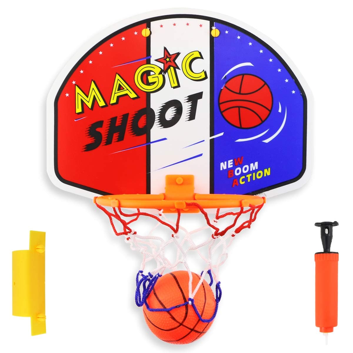 WFPLUS Mini Basketball Hoop Set with Balls & Ball Pump - (10.6" x 8.2") Over The Door Plastic Wall Basketball Hoop Toy Hanger Mount Game for Boys, Girls and Adult Party Family Game ( Simple Assembly )