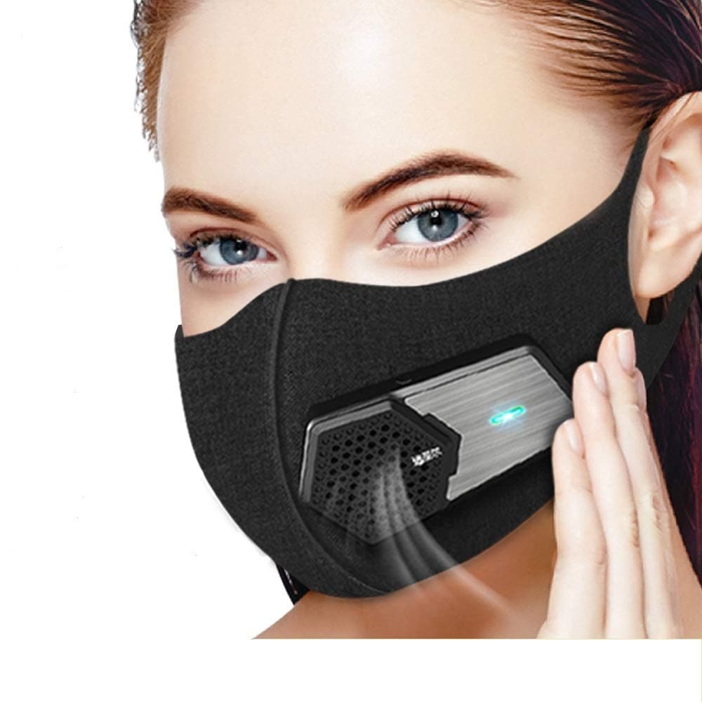 Half Face Mouth Mask with Valve Filter,Electric Respirator for Air Purifying, Dust proof Masks Washable For Gardening, Travel, Sports Resist Dusts,Germs,Allergies,PM2.5,Pollution,Ash,Pollen (Black)