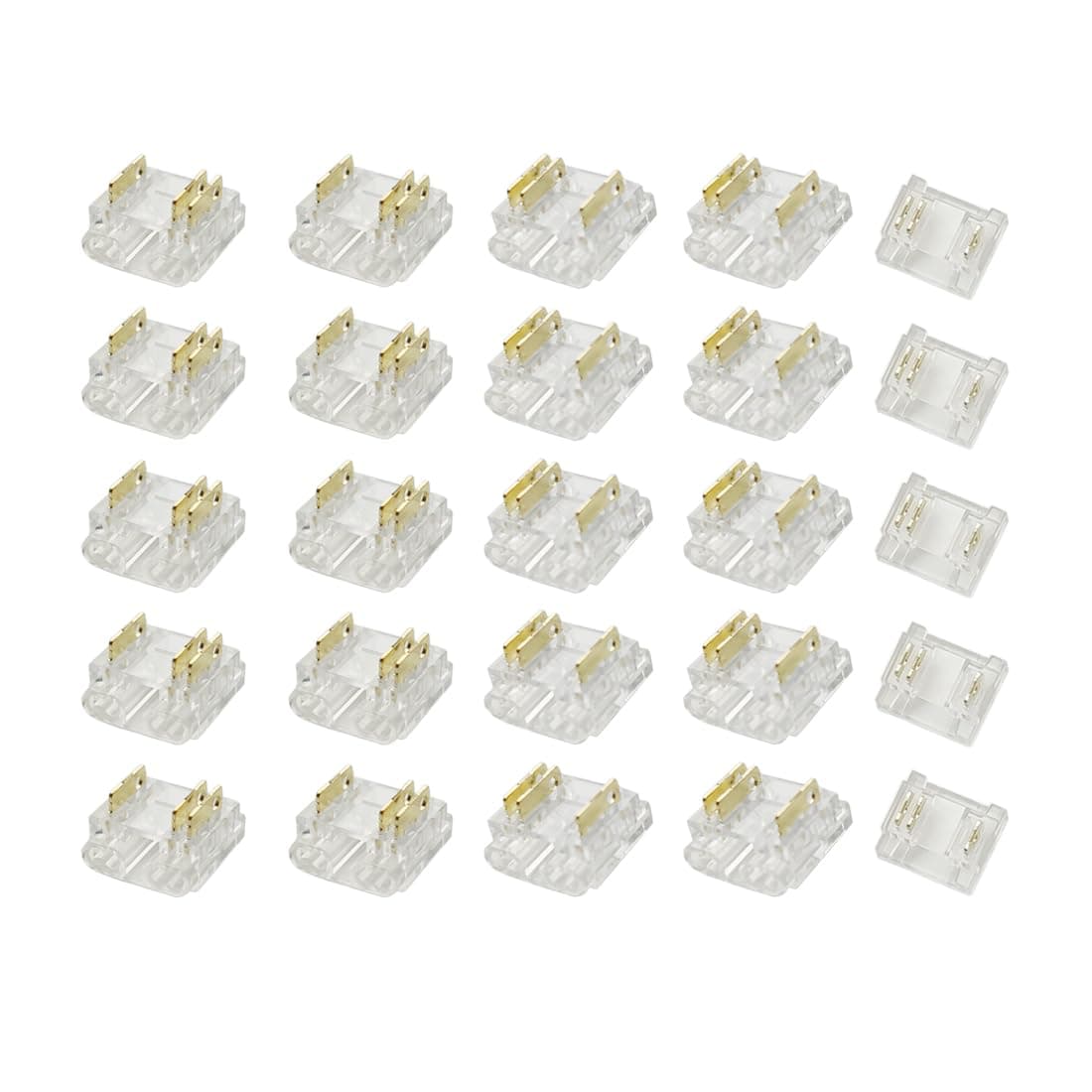 3-Pin 10mm COB LED Strip Connector Kit - 25 Pack Solderless Gapless Clips for Strip-to-Wire Joints | Compatible with CCT COB Light Strips 22 AWG