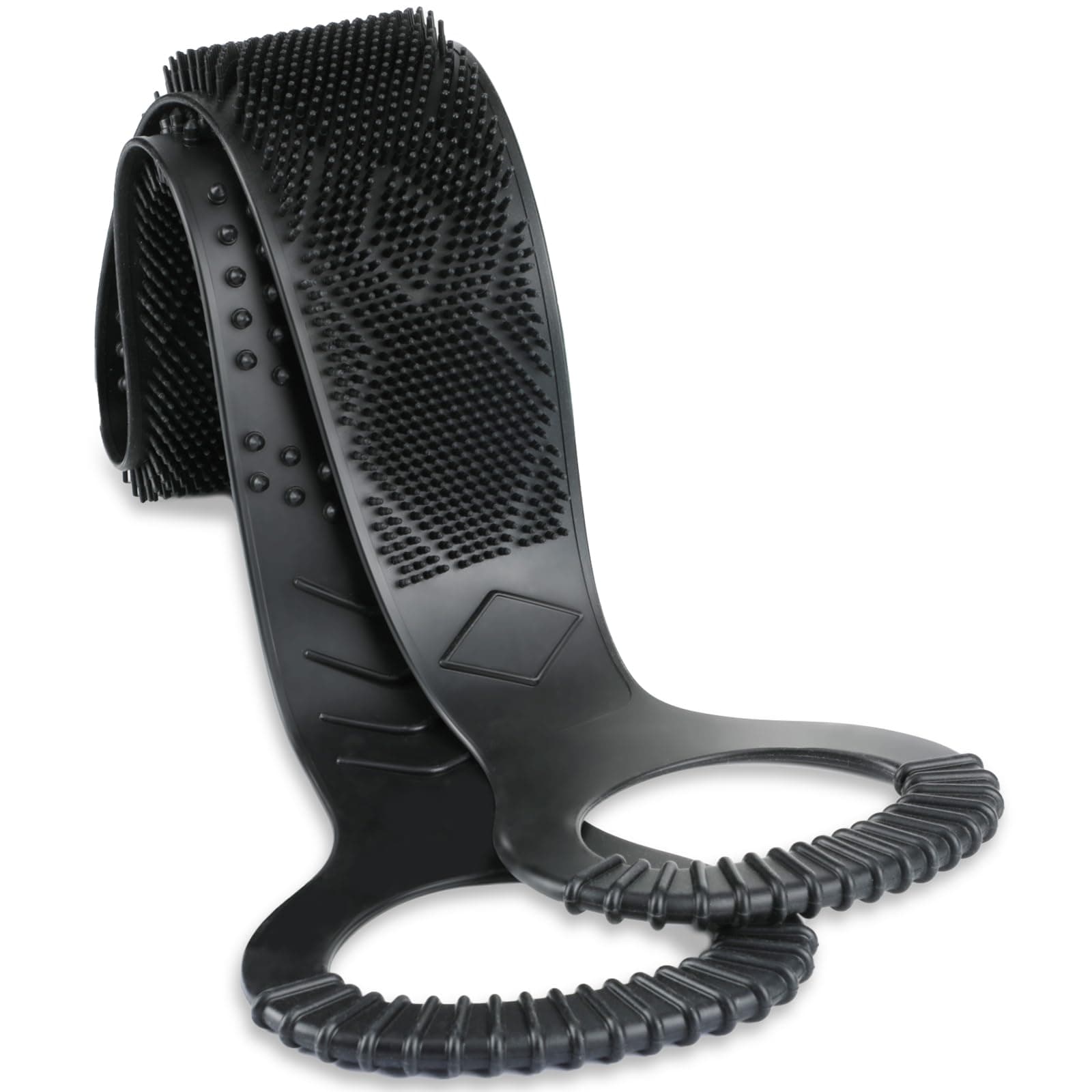 Silicone Back Scrubber for Shower, 90cm Dual-Sided Back Washer Exfoliator Strap to Clean, Exfoliate and Massage, Easily Cover The Entire Back for Men Women, Easy to Clean, Black