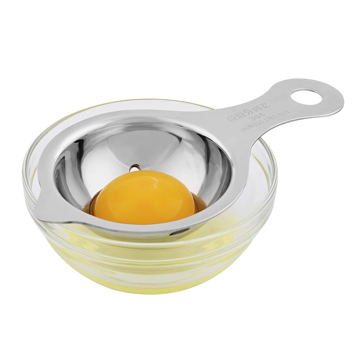 Sefone Egg Separator,Egg White Yolk Filter Separator,Egg Sieve,18/8 Stainless Steel,Silver,13.8x7.2x3cm