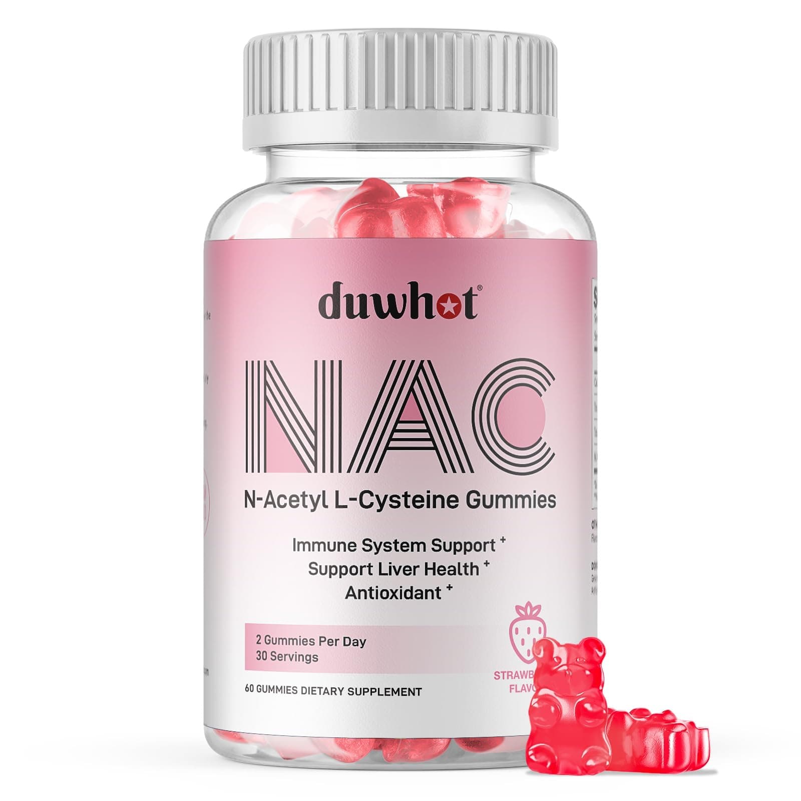 - NAC Gummies 600mg, N Acetyl Cysteine Supplement NAC Chewable for Antioxidants & Immune Support, Lung & Liver Health, Natural Strawberry Flavor, 60ct