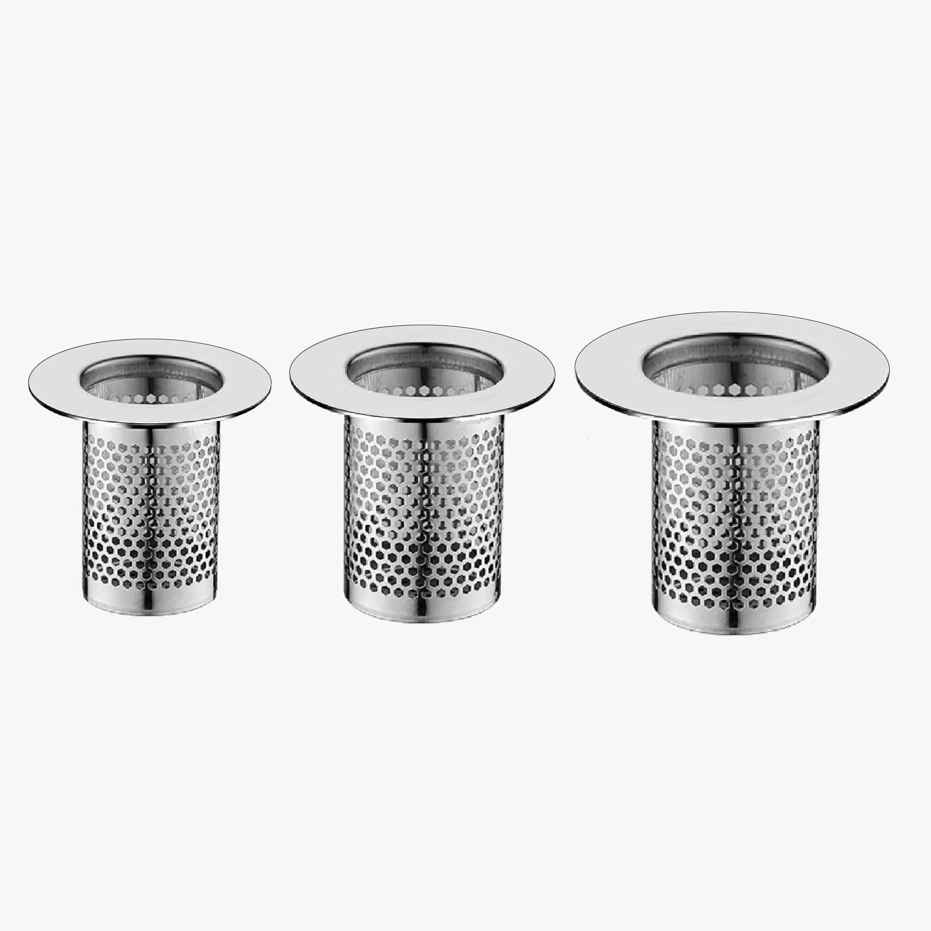 3-Pack Hair Catcher Shower Drain Strainer, Floor Drain Strainer, Stainless Steel Hair Strainer for Bathroom Washbasin Bathtub Drain, Fit Hole Size from 1.25" to 2.17"