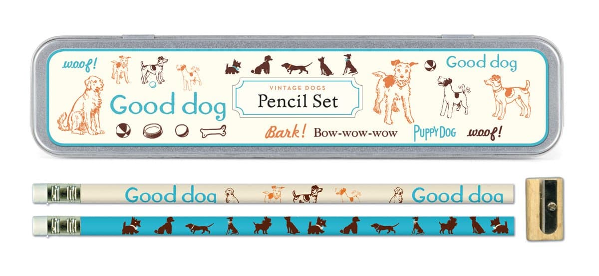 Cavallini Vintage Dogs 10 Pencils and 1 Sharpener