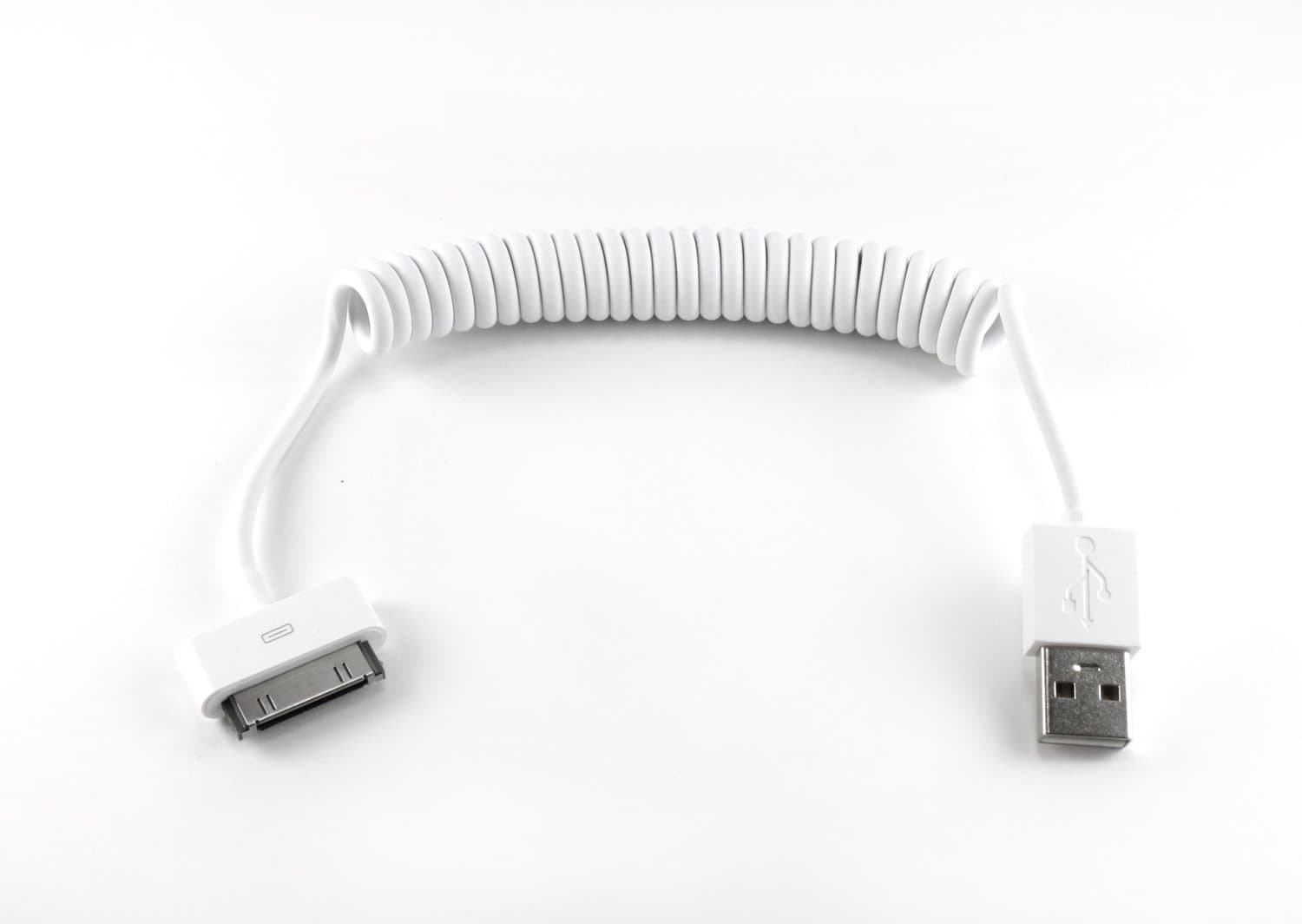 Salom Apple uCable -Coil USB data cable - Apple 30 pin plug (white): iPhone/ iPhone3G/ iPhone3GS/ iPhone4/ iPhone4CDMA/ iPhone4S/ iPod Classic/ iPod Nano/ iPod Touch/ iPad