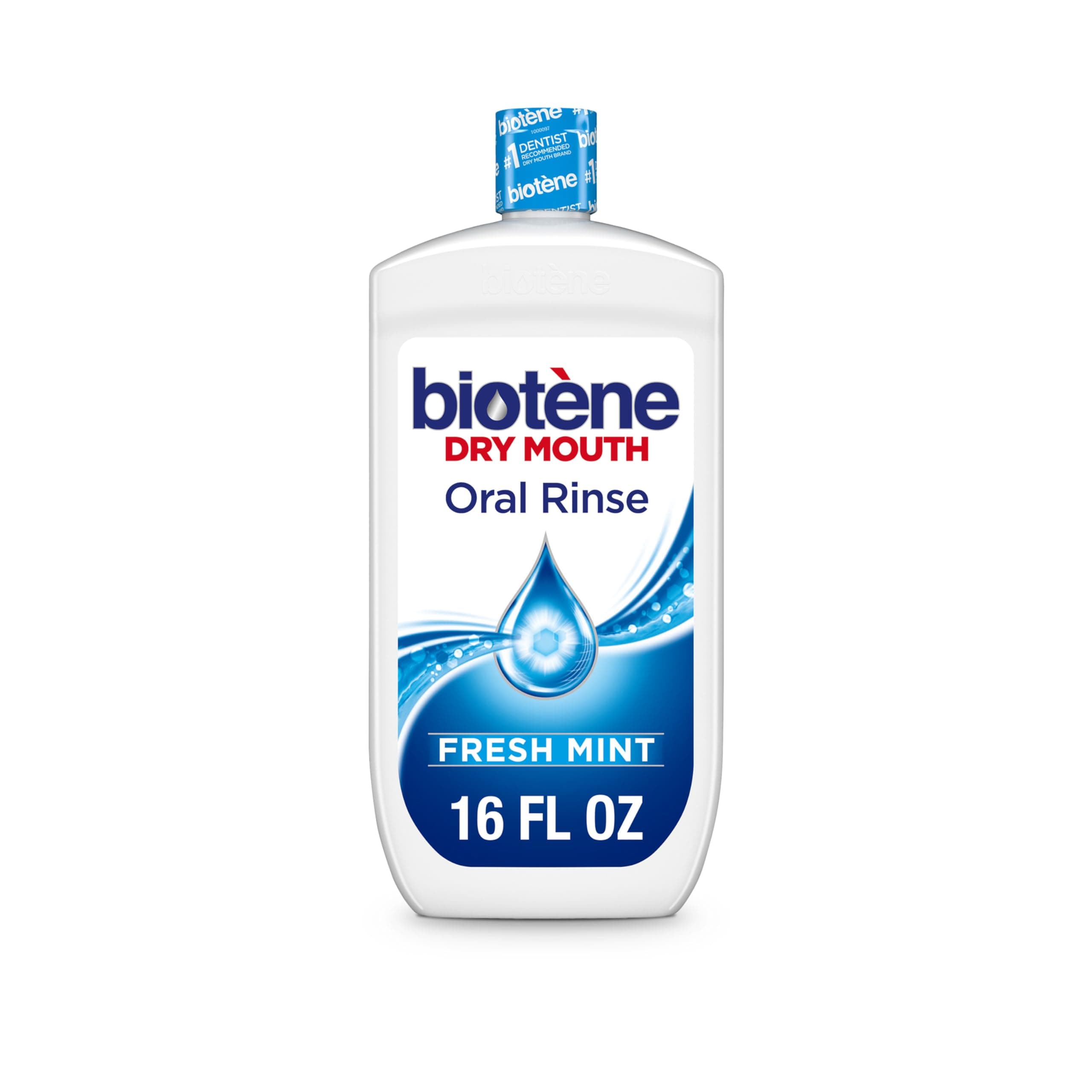 Biotene Oral Rinse Moisturizing Mouthwash for Dry Mouth Relief, Mint, for Children & Adults, 16 fl oz