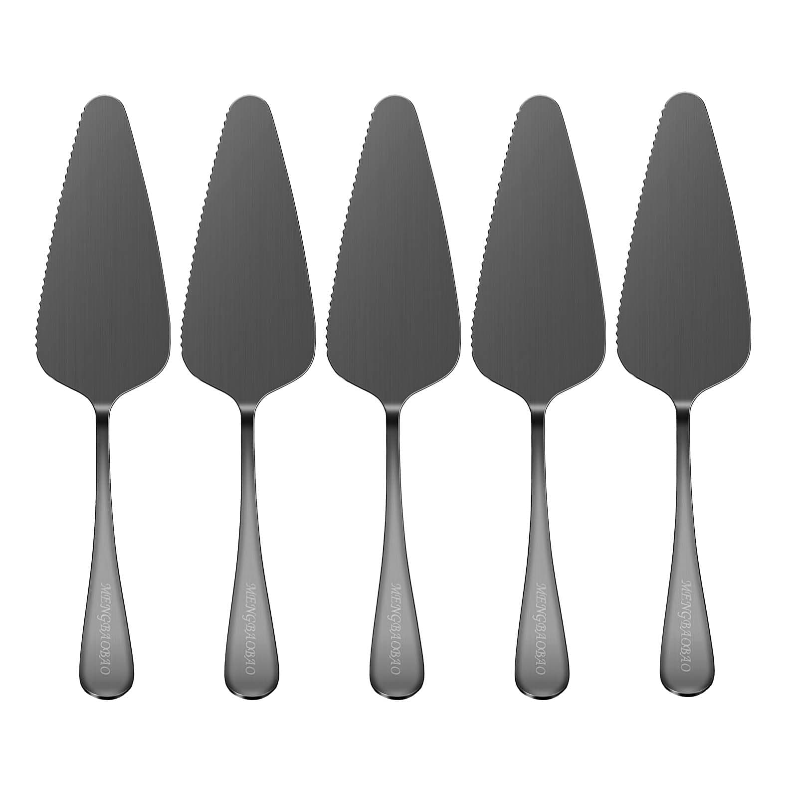 MBB 5x Cake Server Pie Holder Transfer Triangular Spade Spatula for Pizza Cake Baking (Black Polished)