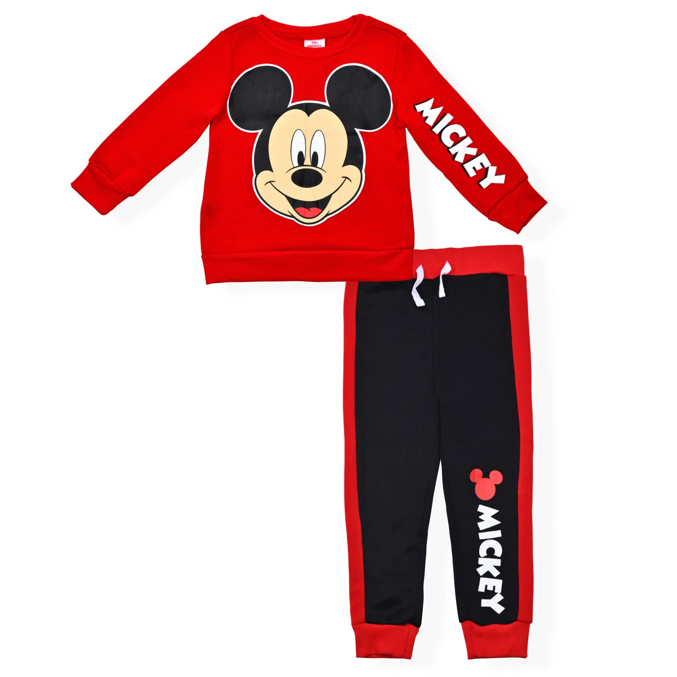 DisneyDisney Mickey Mouse Boys’ Sweatshirt and Jogger Set for Toddler and Little Kids– Blue or Red/Black or Orange/Navy