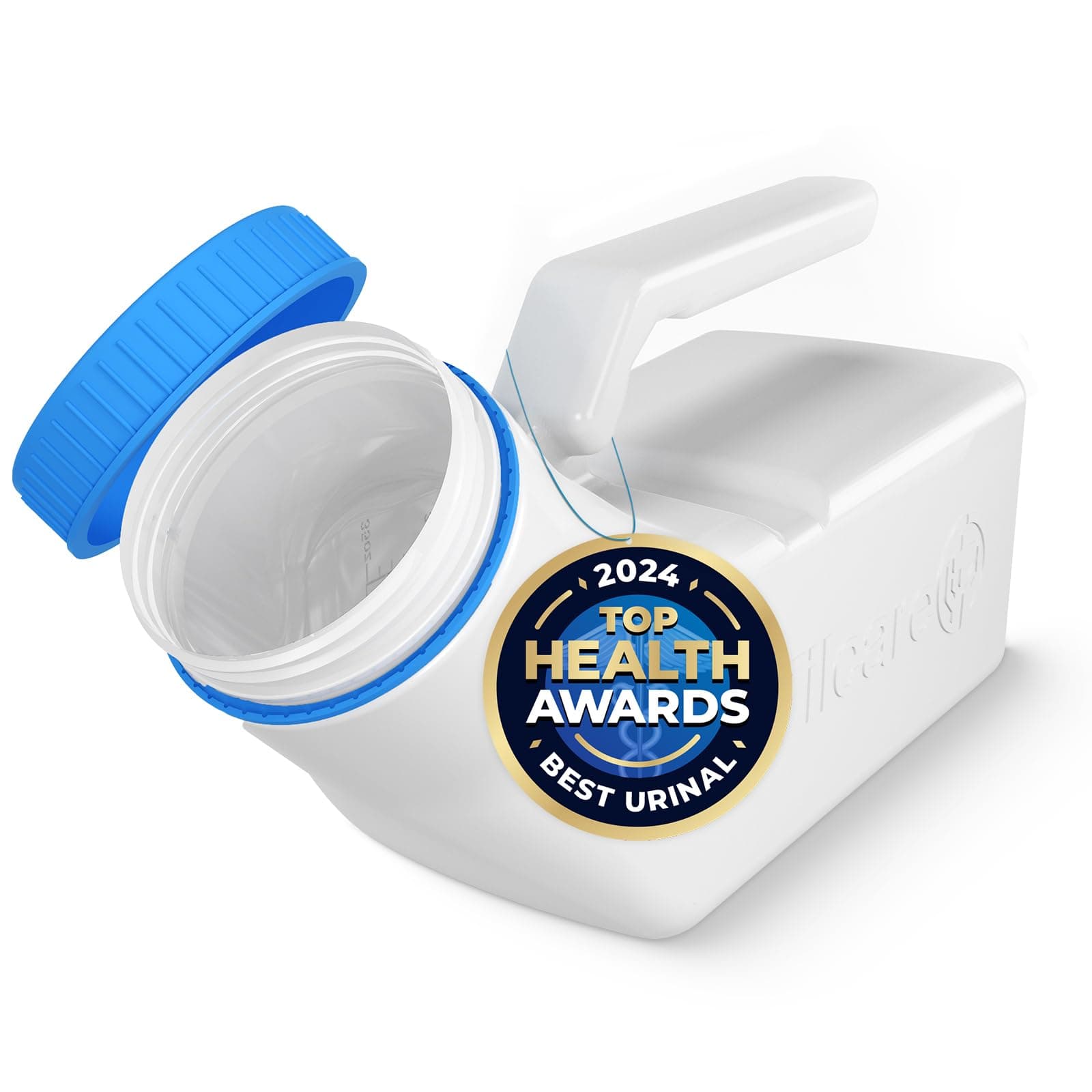 Urinals for Men Glow in The Dark Lid by Tilcare (1 Pack) - 32oz/1000mL Thick Plastic Mens Bedpan Bottle with Screw-on Lid - Spill Proof Portable Pee Bottles - Travel Urine Collection Containers