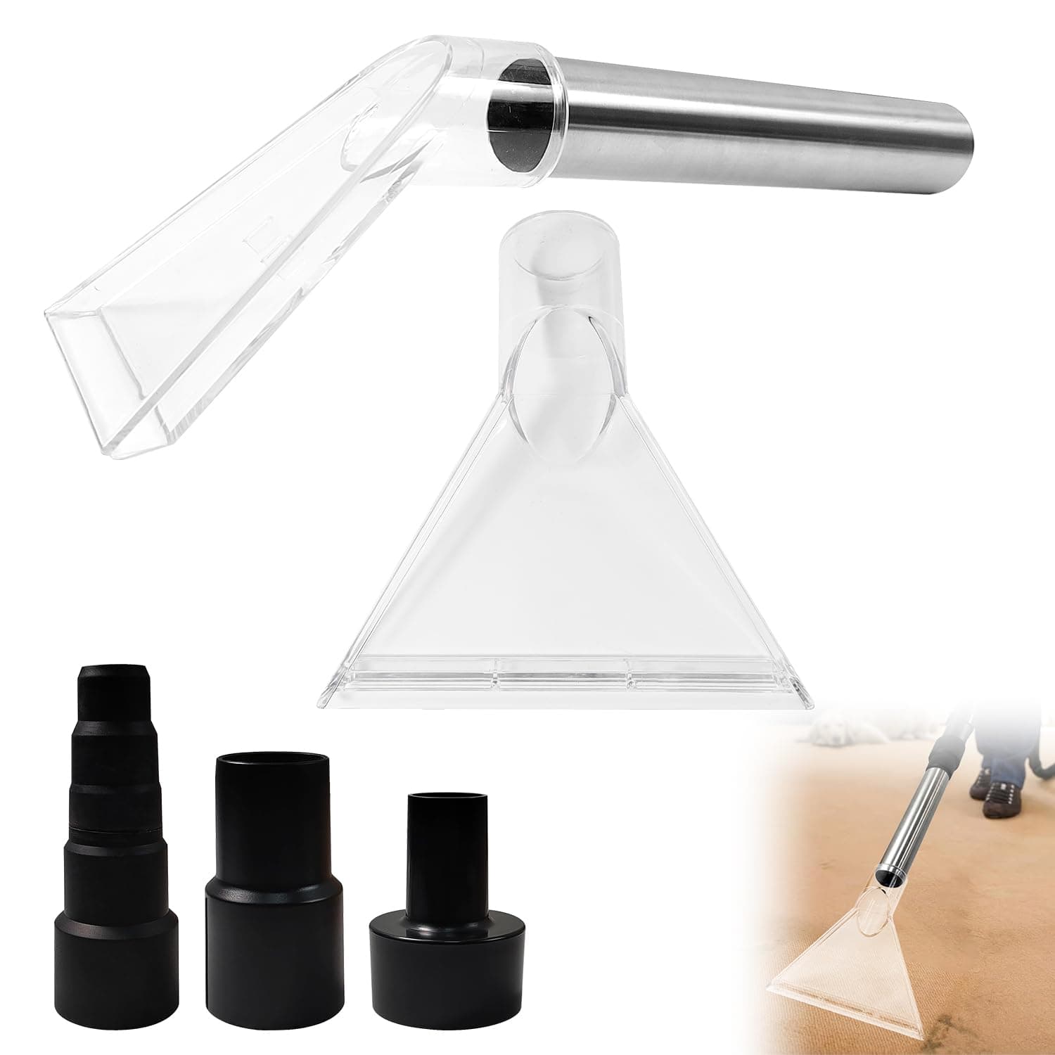 Shop Vac Extractor Attachments kit, Large & Small Carpet Extractor Attachment with 2-1/2"& 1-7/8" & 1-1/4" Adapters, Wet Dry Vacuum Vac Extractor Attachment for Upholstery Carpet Car Detailing