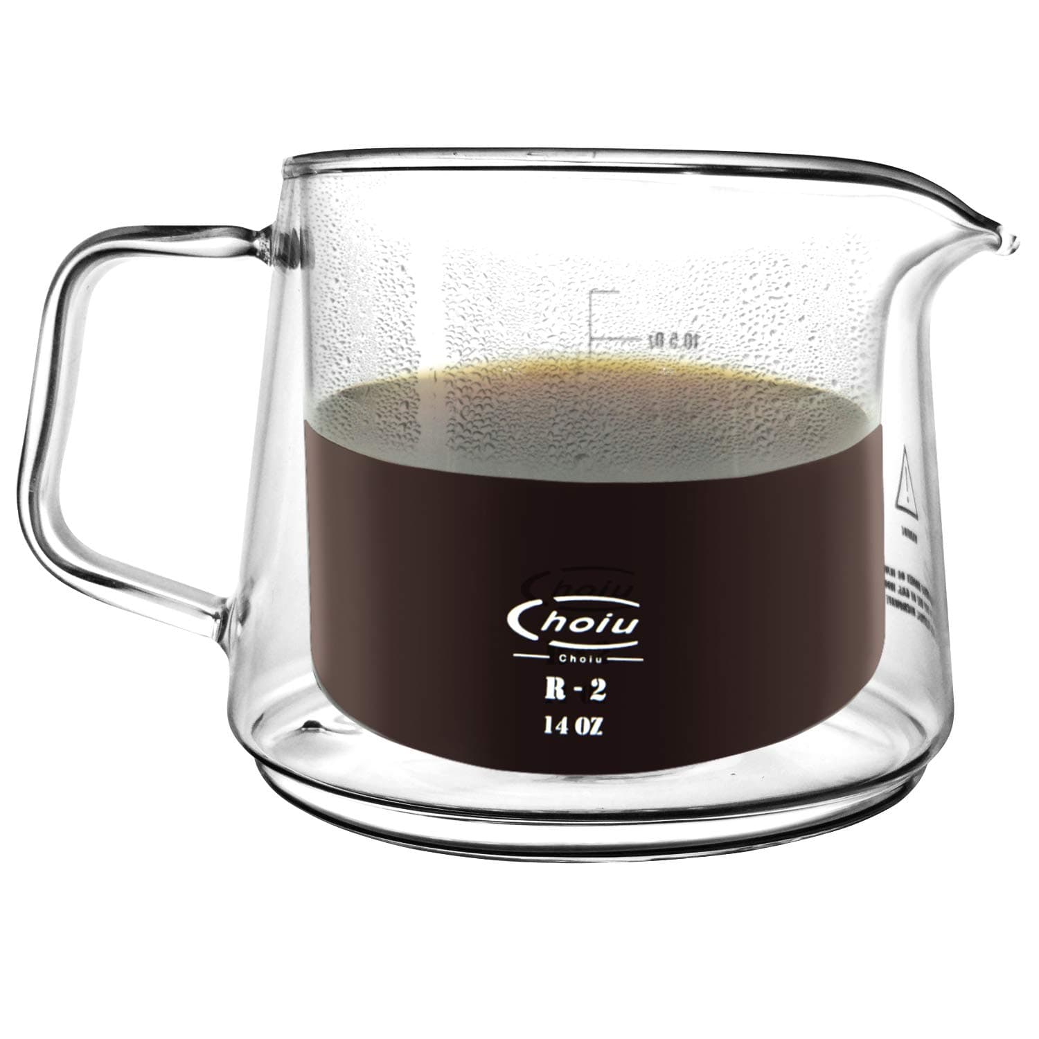 Choiu Pour Over Coffee Maker with Double Wall Borosilicate Glass Server and Stainless Steel Drip Coffee Filter Cone - 16floz (1-3 Cups) (carafe)