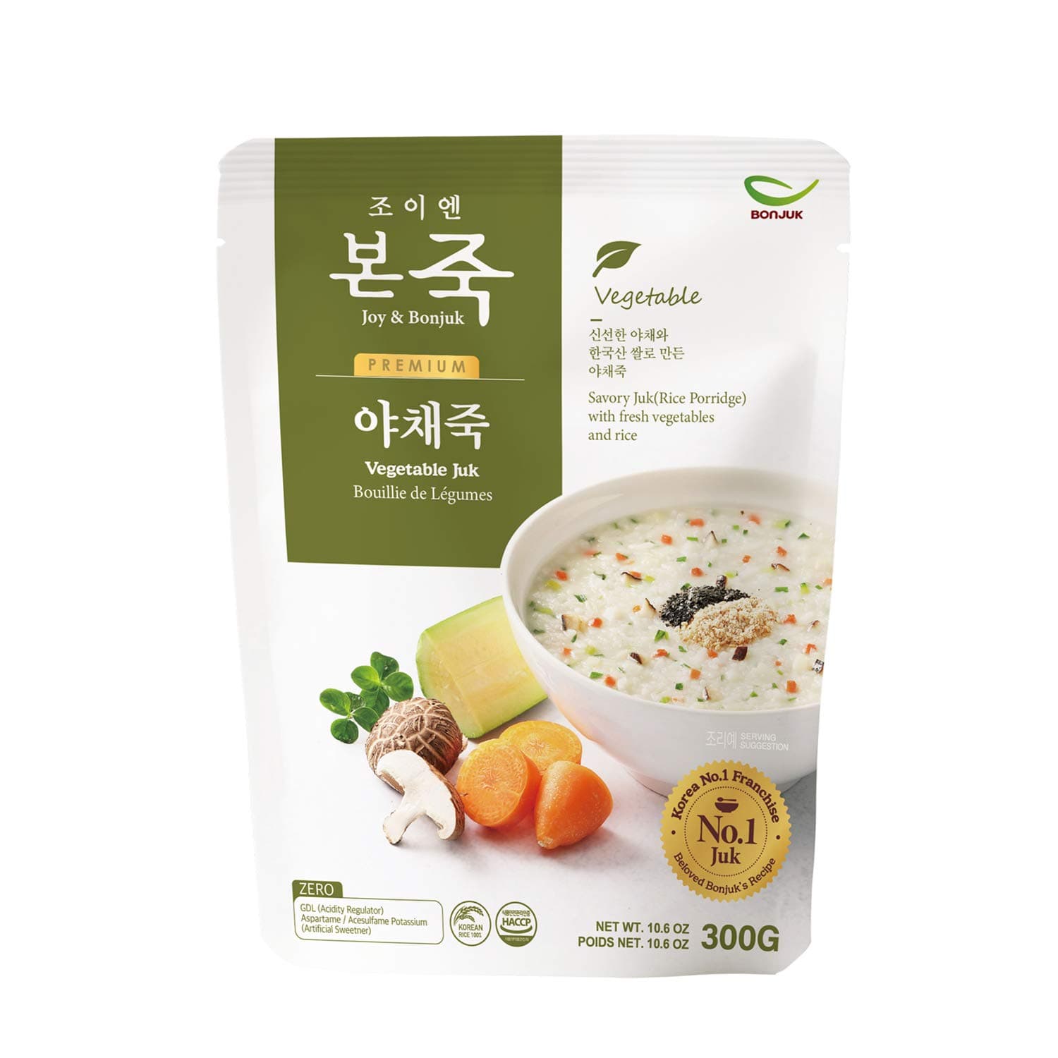 Vegetable (Juk) Rice Porridge - Korean soup stew Kfood, Hearty Breakfast Oat Meal – 10.6oz(300g), pouch type