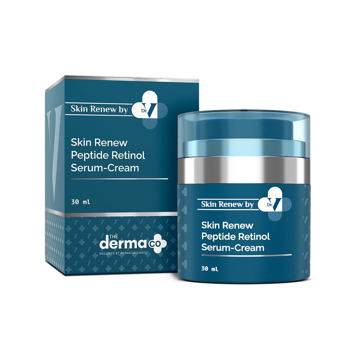 The Derma Co x Dr.V Skin Renew Peptide Retinol Serum-Cream with Peptide & Retinol - 30 ml | 1% vv | Boosts Collagen | Brightens, Renews Skin to Give a Youthful Glow | Reduces Blemishes & Dark Spots