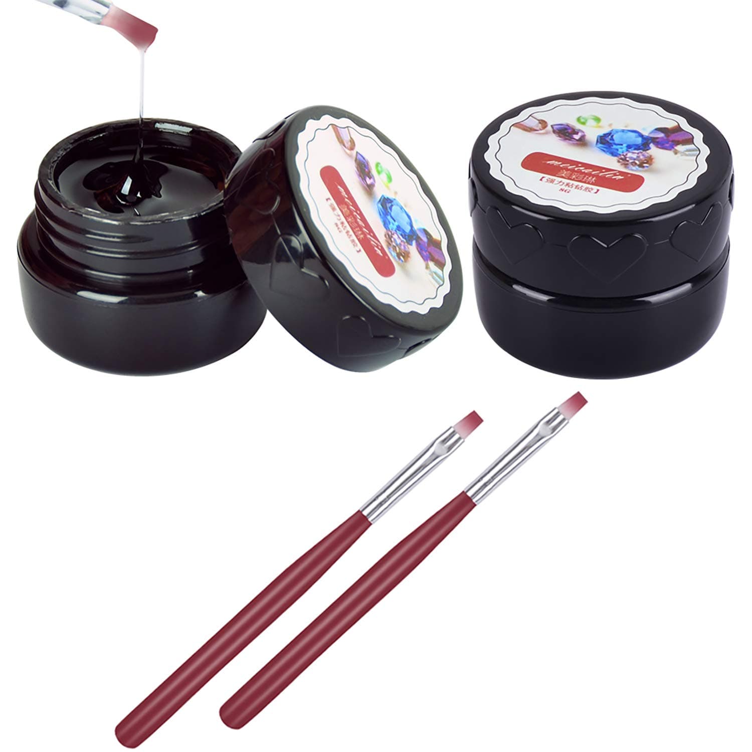 QIMYAR Super Sticky Rhinestone Glue Adhesive Builder Tip Manicure Nail Art Decoration Clear UV Gel 8ml