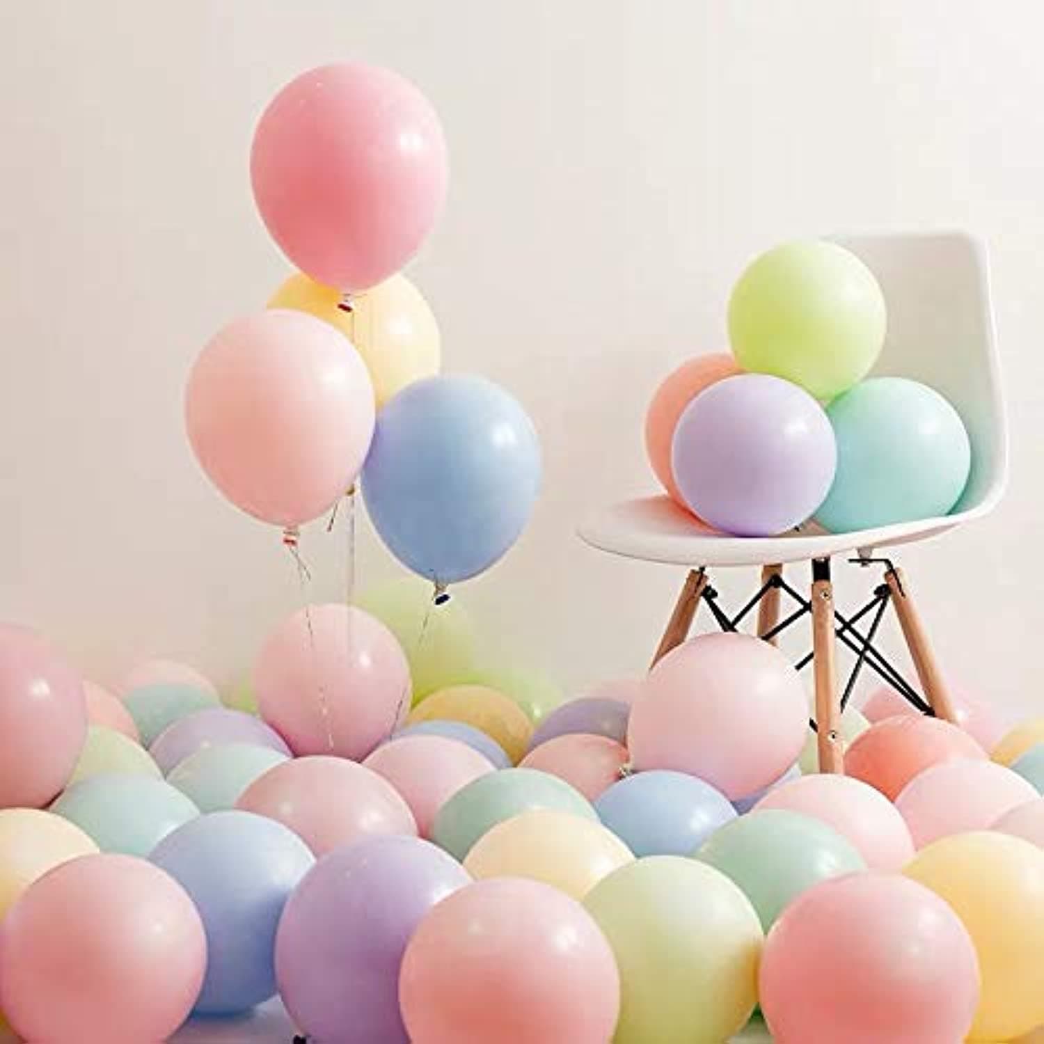 Pastel Balloons 100 Pcs 10" Macaron Party Balloons Assorted Rainbow Colorful Latex Balloons For Birthday Wedding Engagement Anniversary Christmas Baby Shower Graduation Party Decoration