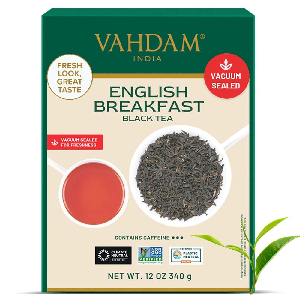 - VAHDAM Original English Breakfast Tea (340g/12oz) 170+ Cups | Non GMO, Gluten Free | Strong & Aromatic Loose Leaf | Unblended Single Origin | Vacuum Sealed Pack