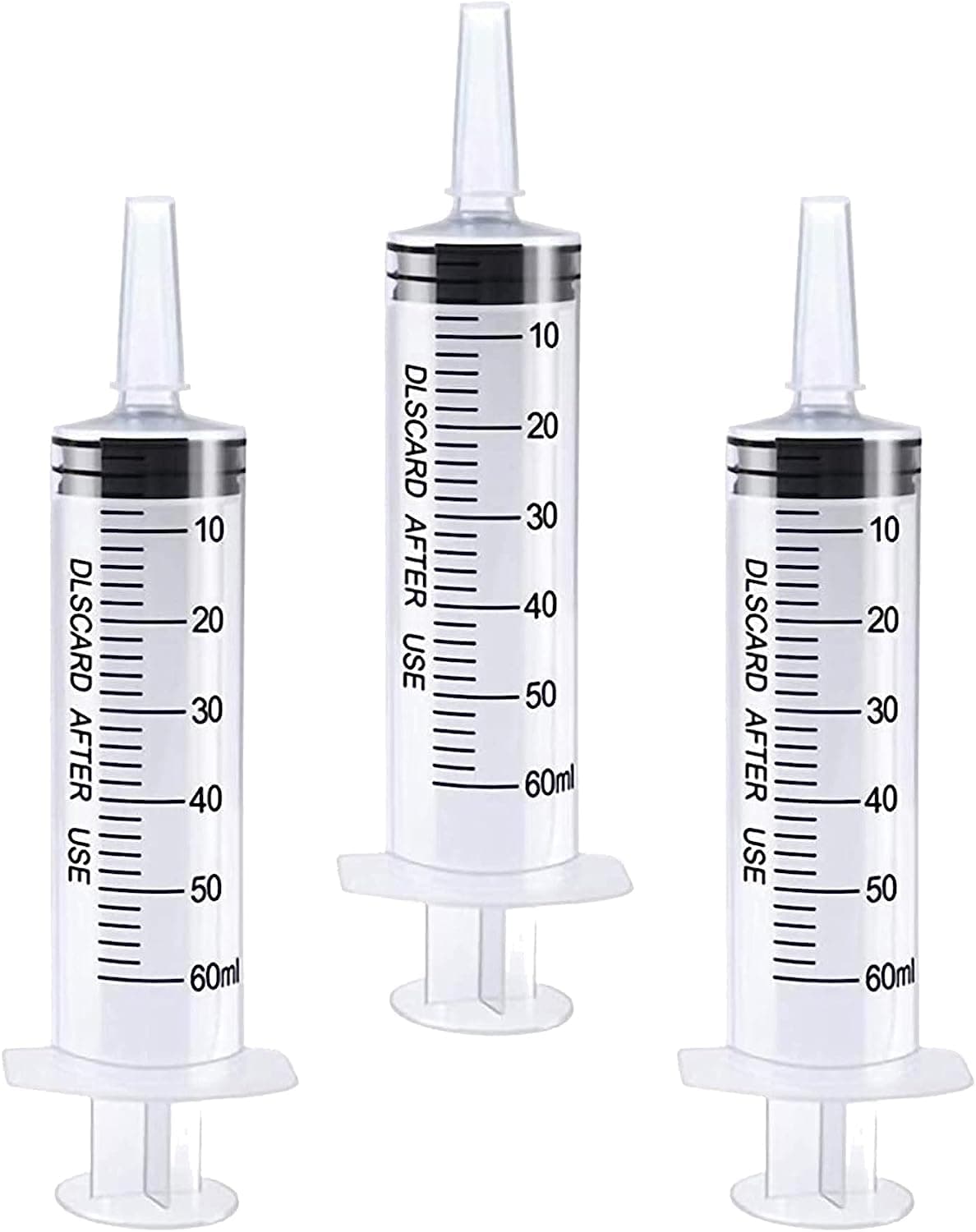 3 Packs 60ml Plastic Syringe for Industrial Feeding Animals, Multiple Uses Measuring Tools