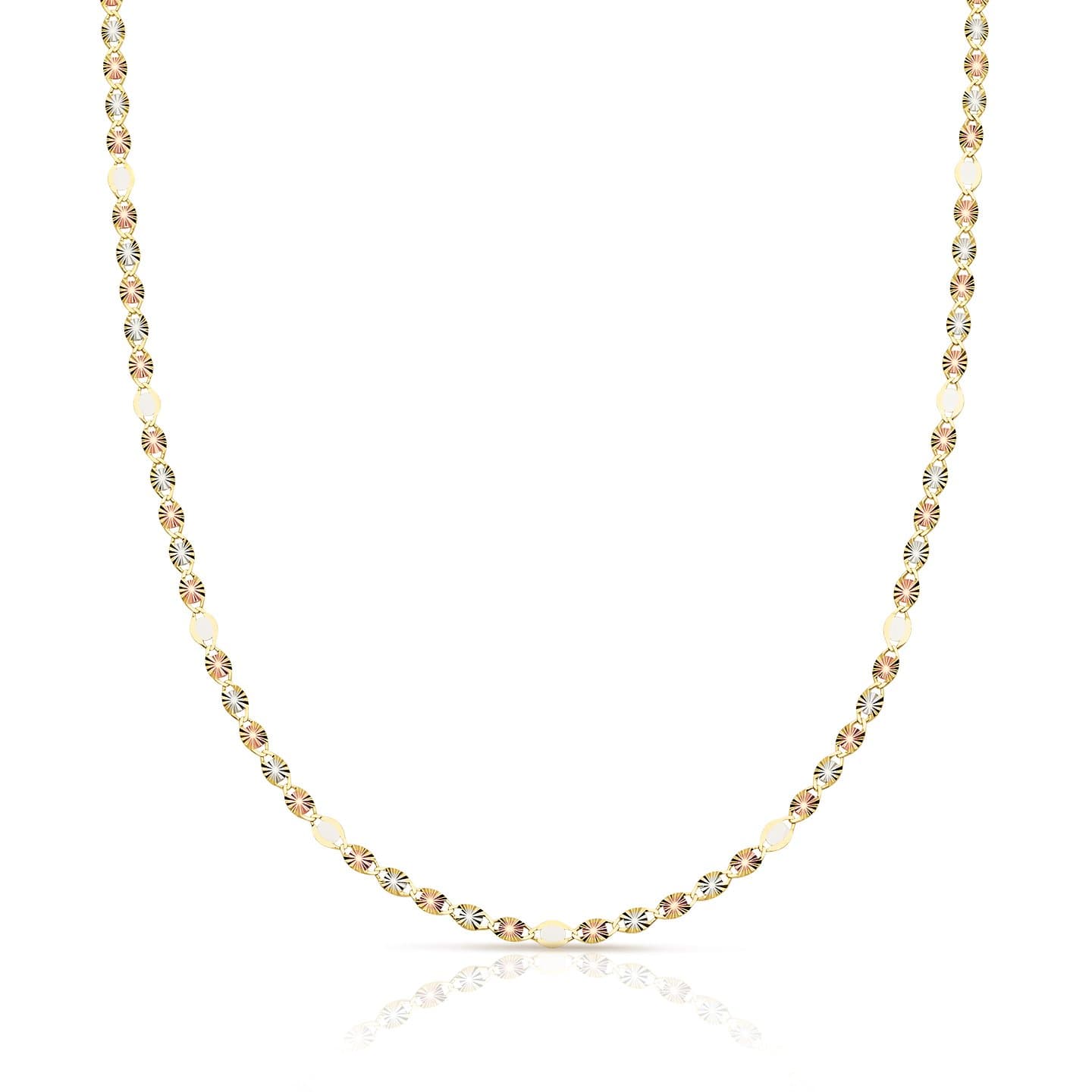 Fancy Tri- Color 14K Valentino Chain, Rose Gold, Yellow Gold, and White Gold (24)