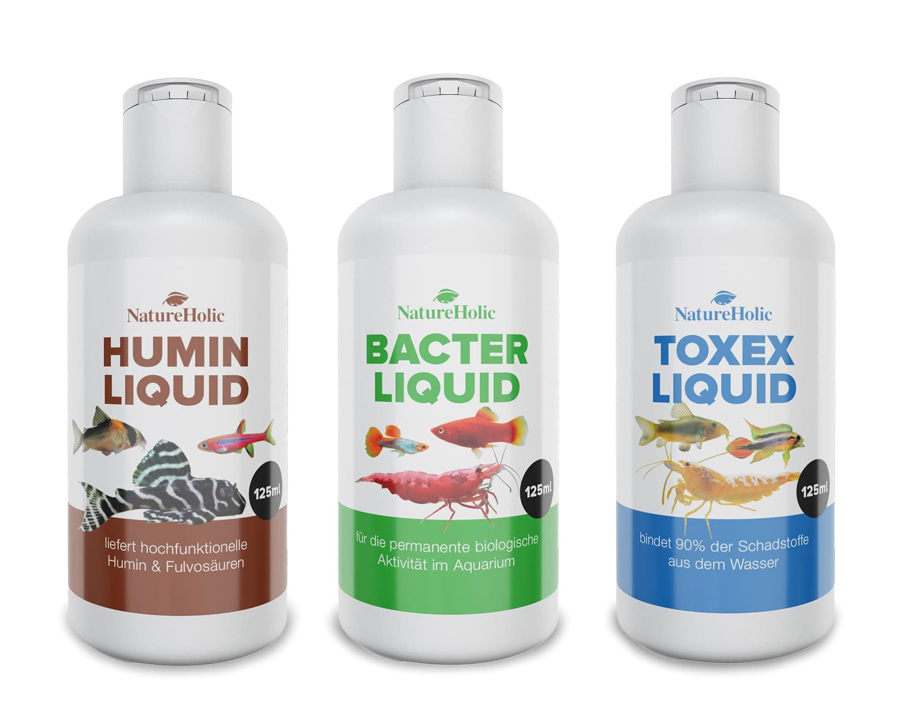 NatureHolic - 3 Phase Liquid - Water Conditioner Set - Water Care Kit for Shrimp Aquarium - 3 x 125 ml