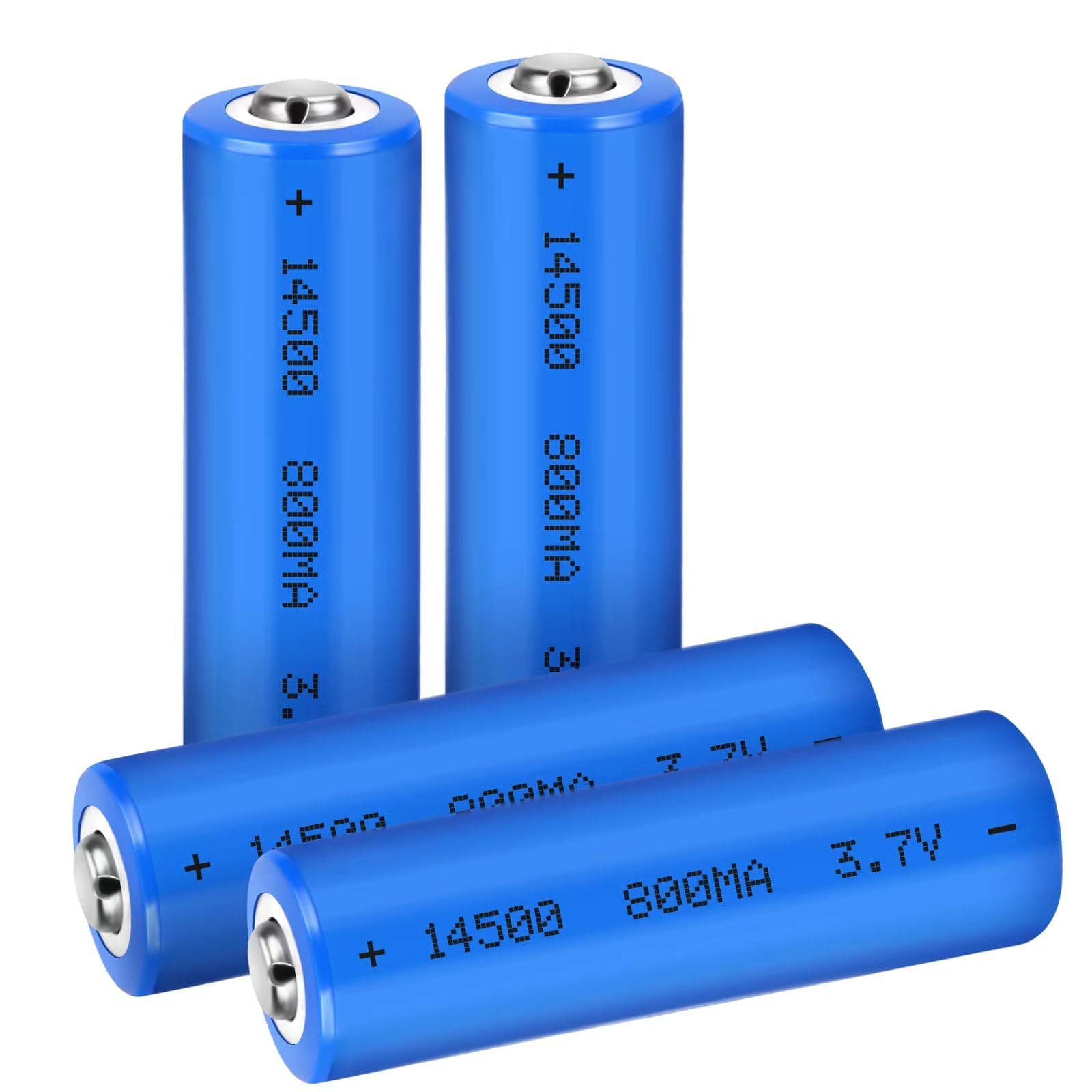 3.7V 14500 Rechargeable Li-Ion Battery 800mAh Button Top Batteries for Headlamp, Flashlight