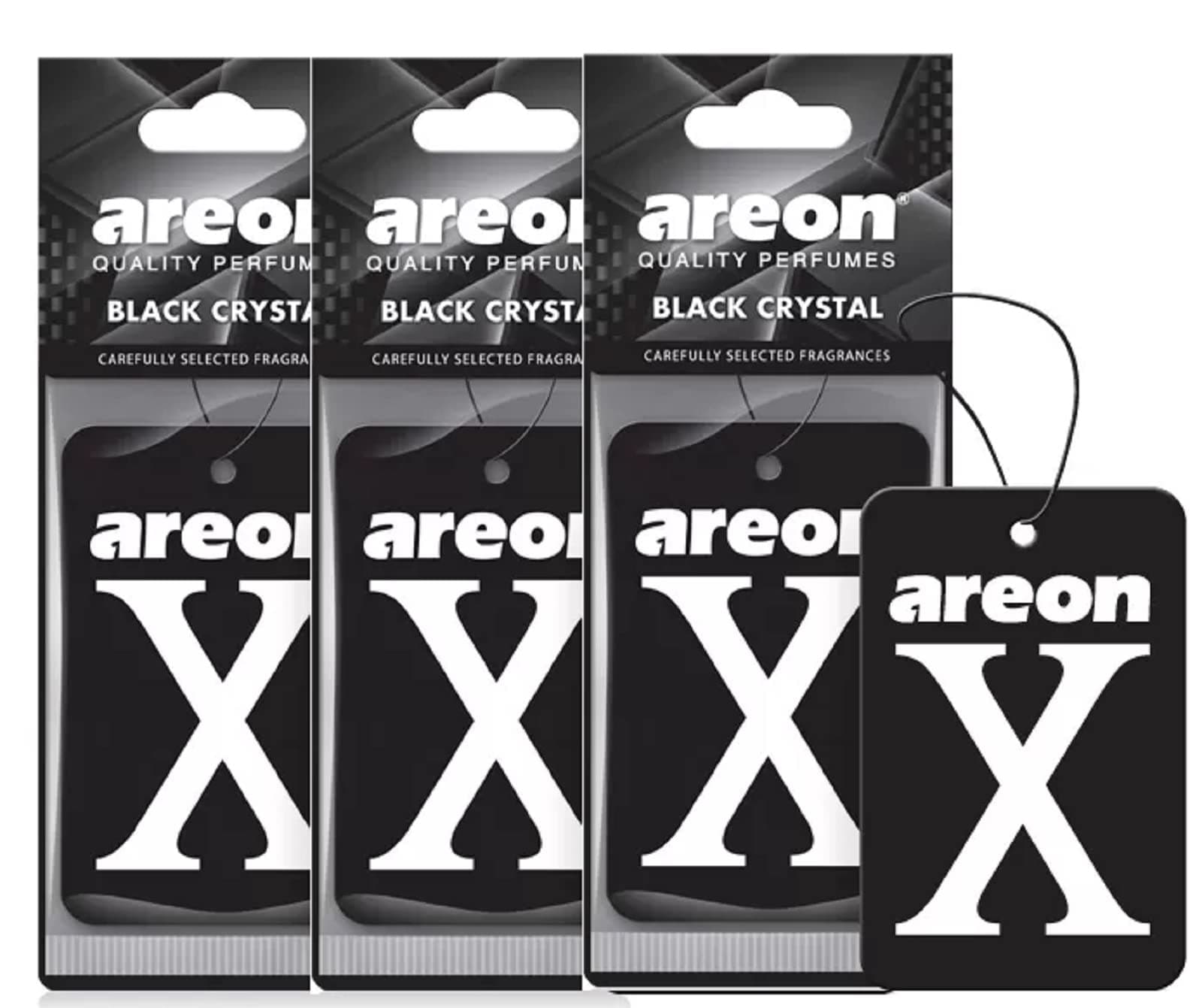 X Version Car Air Freshener Black Crystal Mirror Hanging Set Multi Pack of 3