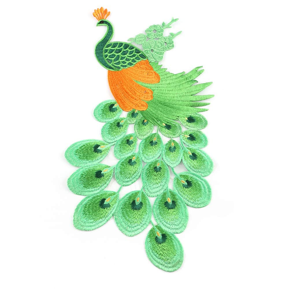 Large Peacock Embroidery Patch Phoenix Sew On Appliques High-end Clothing Accessories Stage Costume Accessories Patch Stickers Vintage Ethnic Decals for Cheongsam Skirt Clothes,T-Shirt,Coats(Green)