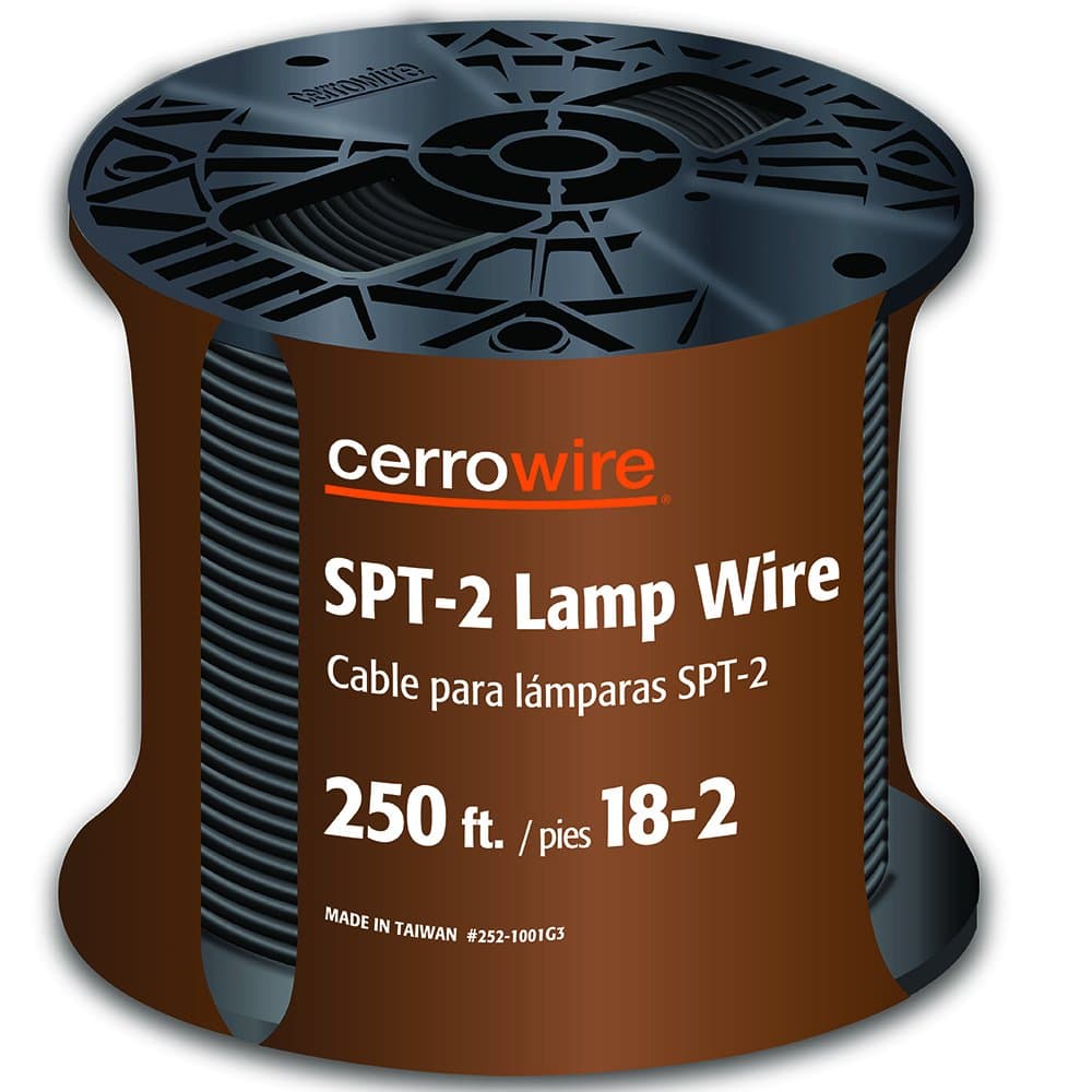 Cerrowire 252-1001G3 250-Feet 18/2 Lamp Cord, Black