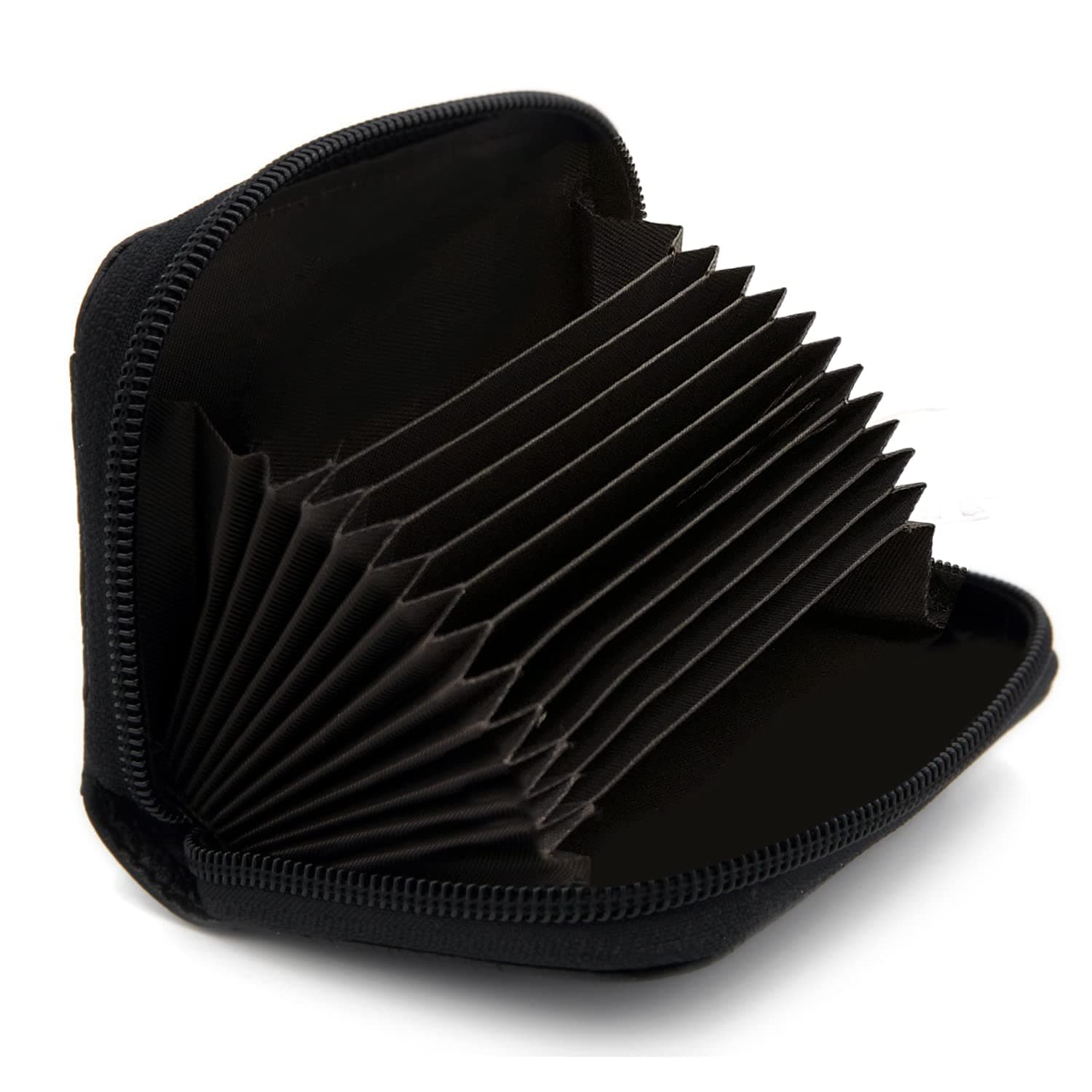 RFID Blocking Genuine Leather Credit Card Case Holder Security Travel Wallet - Black