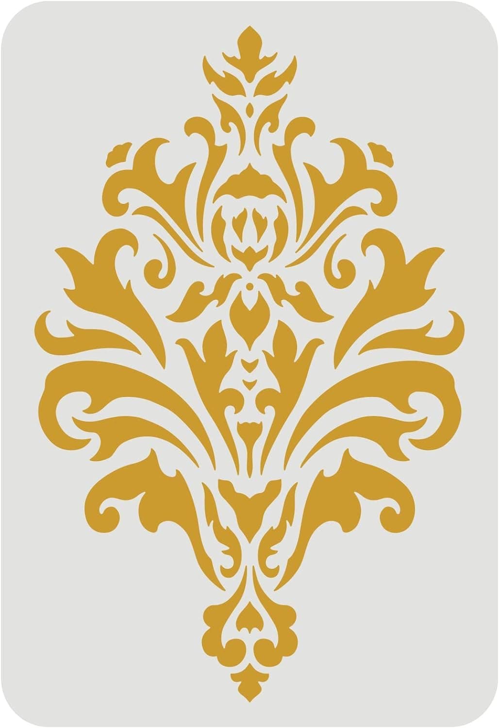 FINGERINSPIRE Damask Reusable Wall Stencil - 29.7x21cm Damask Floral Stencil for Painting Allover Patterns on Wall, Furniture, Wood and Paper