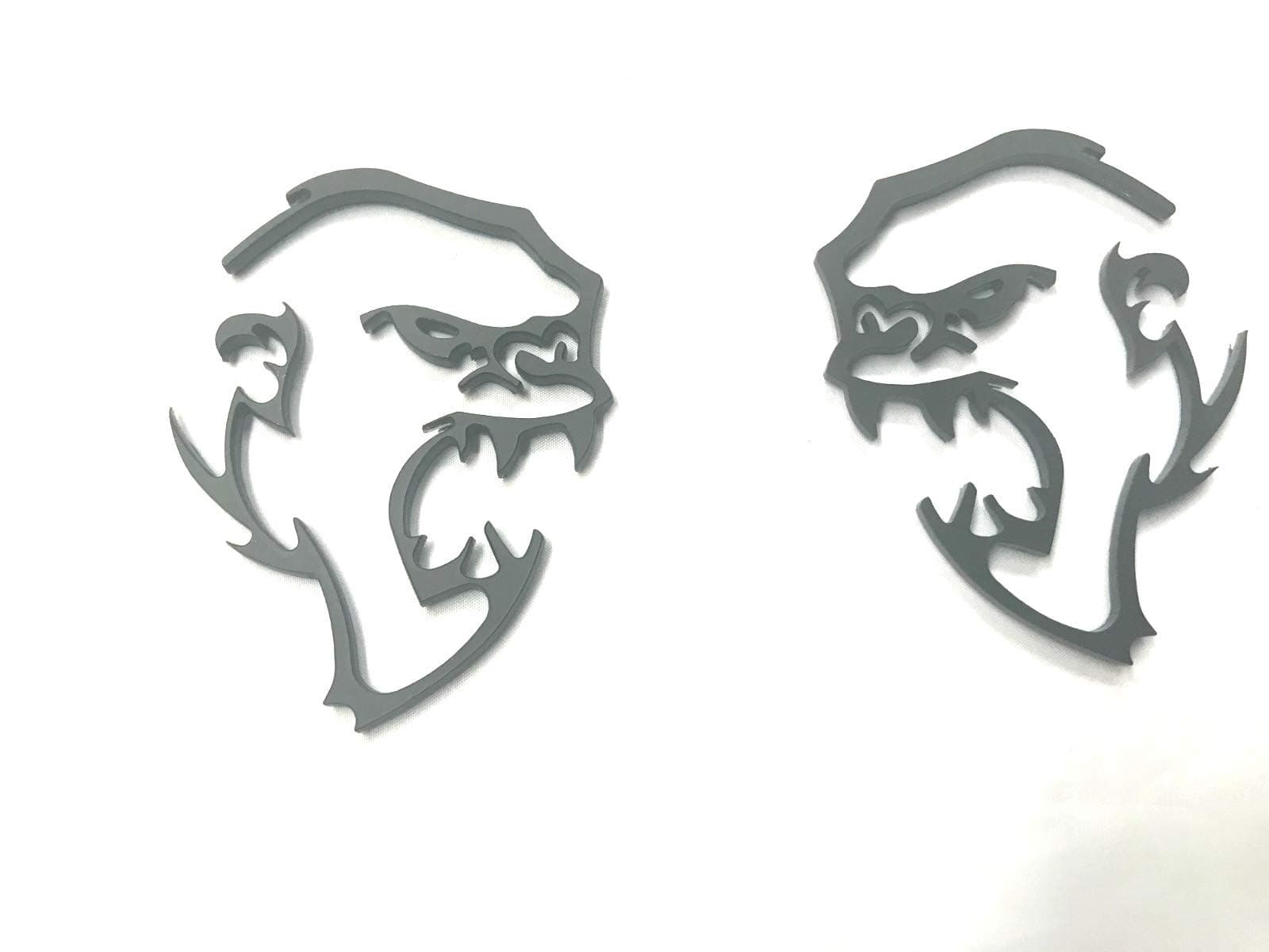 D-S2AM-MB Pair 2 Custom Hellcat Monkey Super Angry Demon Gorilla Fender Side Emblem Badges for Challenger Charger Gift (Matte Black)