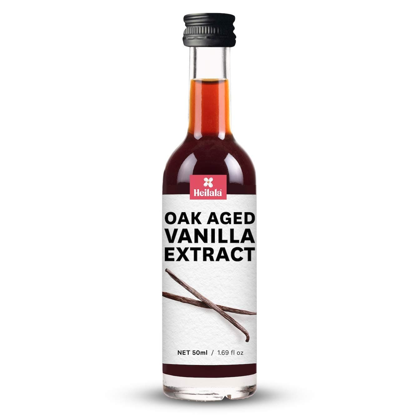 Oak Aged Vanilla Extract – Vanilla Bean Extract by Award-Winning Heilala, Unique Robust Flavor, Crafted with Hand-Selected Bourbon Variety Vanilla Beans, Perfect for Baking, 1.69 fl oz