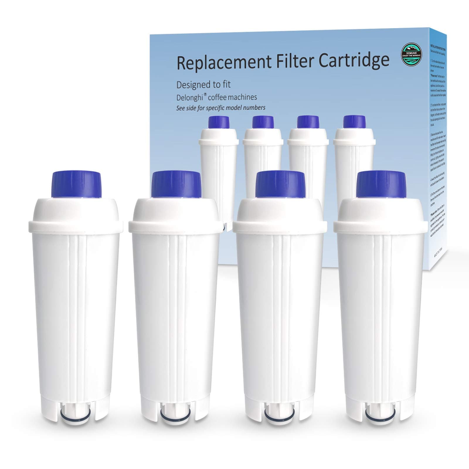 Coffee Water Filter Replacement for DeLonghi Filter DLSC002, Coffee Machine Filter Compatible with ECAM, ESAM, ETAM, BCO, EC Series (Pack of 4)