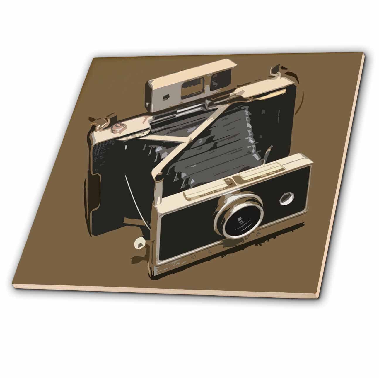 3dRose Picture of a Old Vintage Classic Camera with Bellows Ceramic Tile, 4-Inch